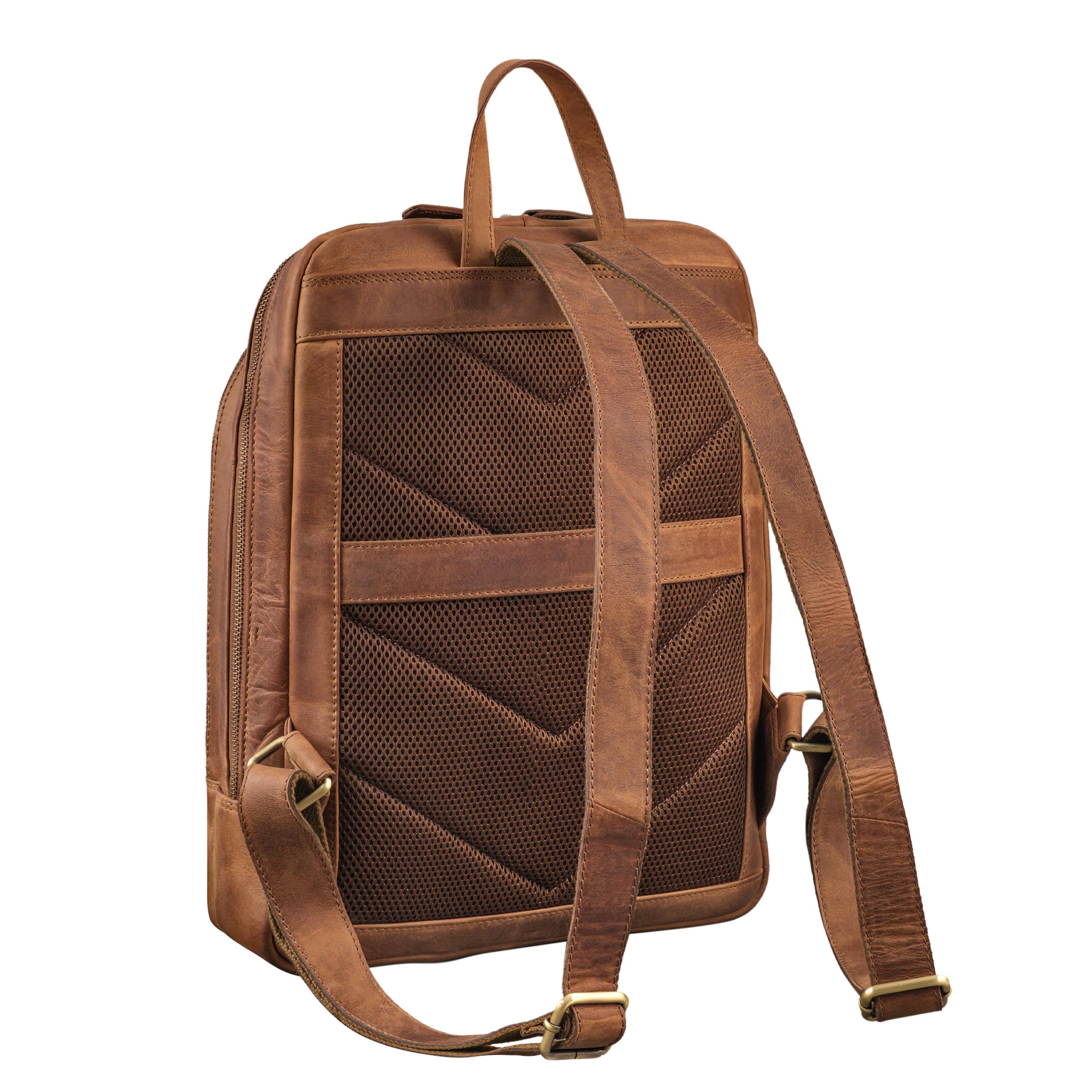 Rucksack Damen braun mit Trolleyhalterung