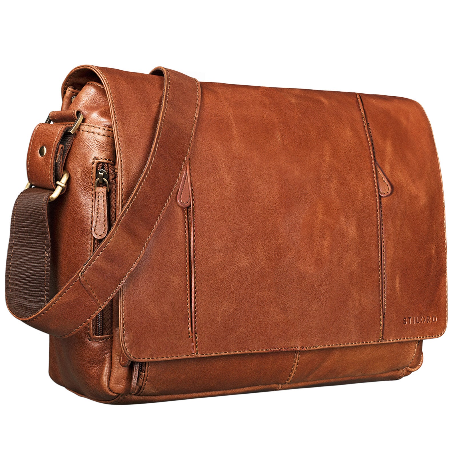 Vintage Schultertasche Leder braun