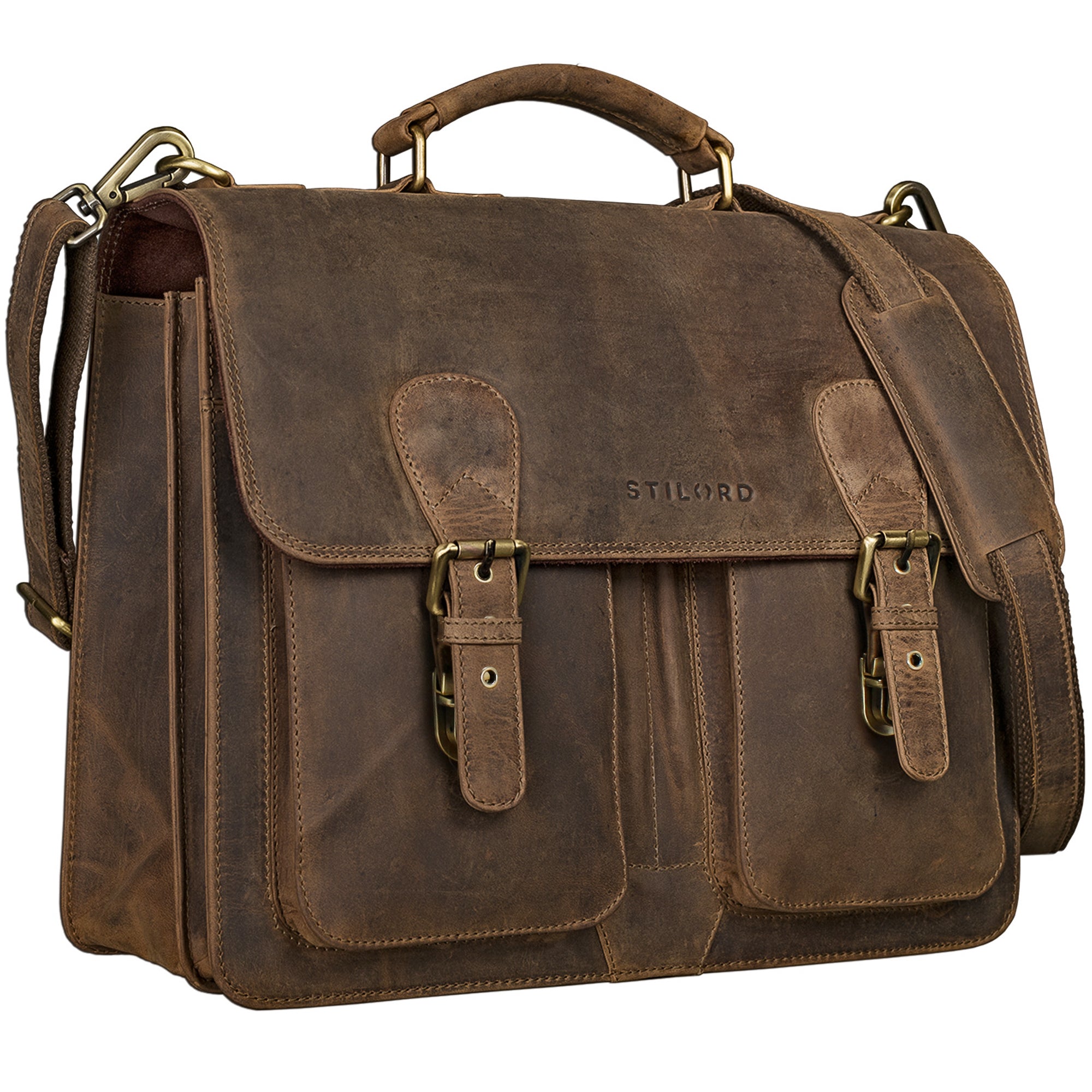 leder arbeitstasche herren zum umhaengen gross echtleder cognac