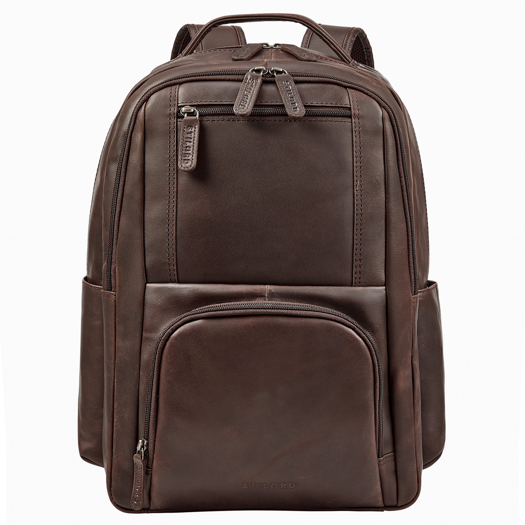 Großer Brauner Business Rucksack Herren Leder mit Laptopfach 16 Zoll