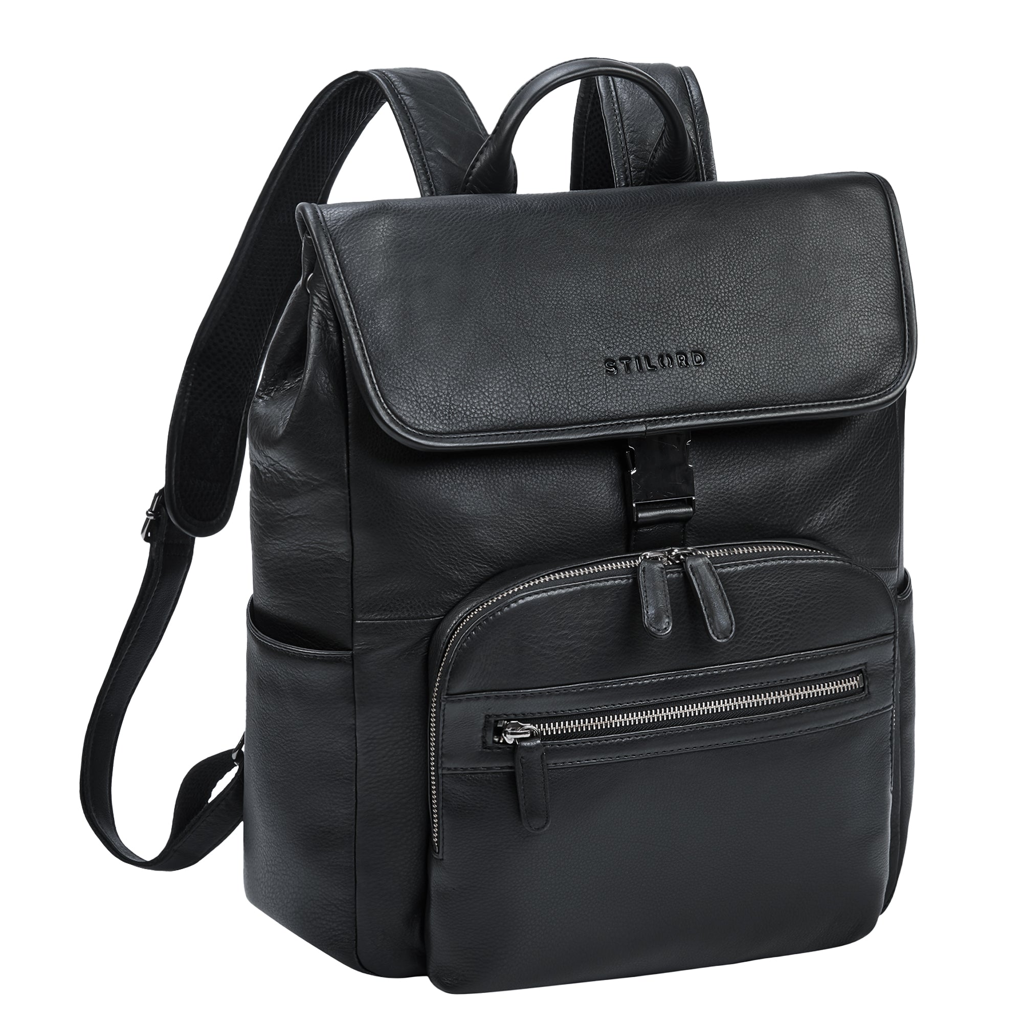 Vintage Leder Rucksack schwarz Groß für 15.6 Zoll Laptop Damen & Herren