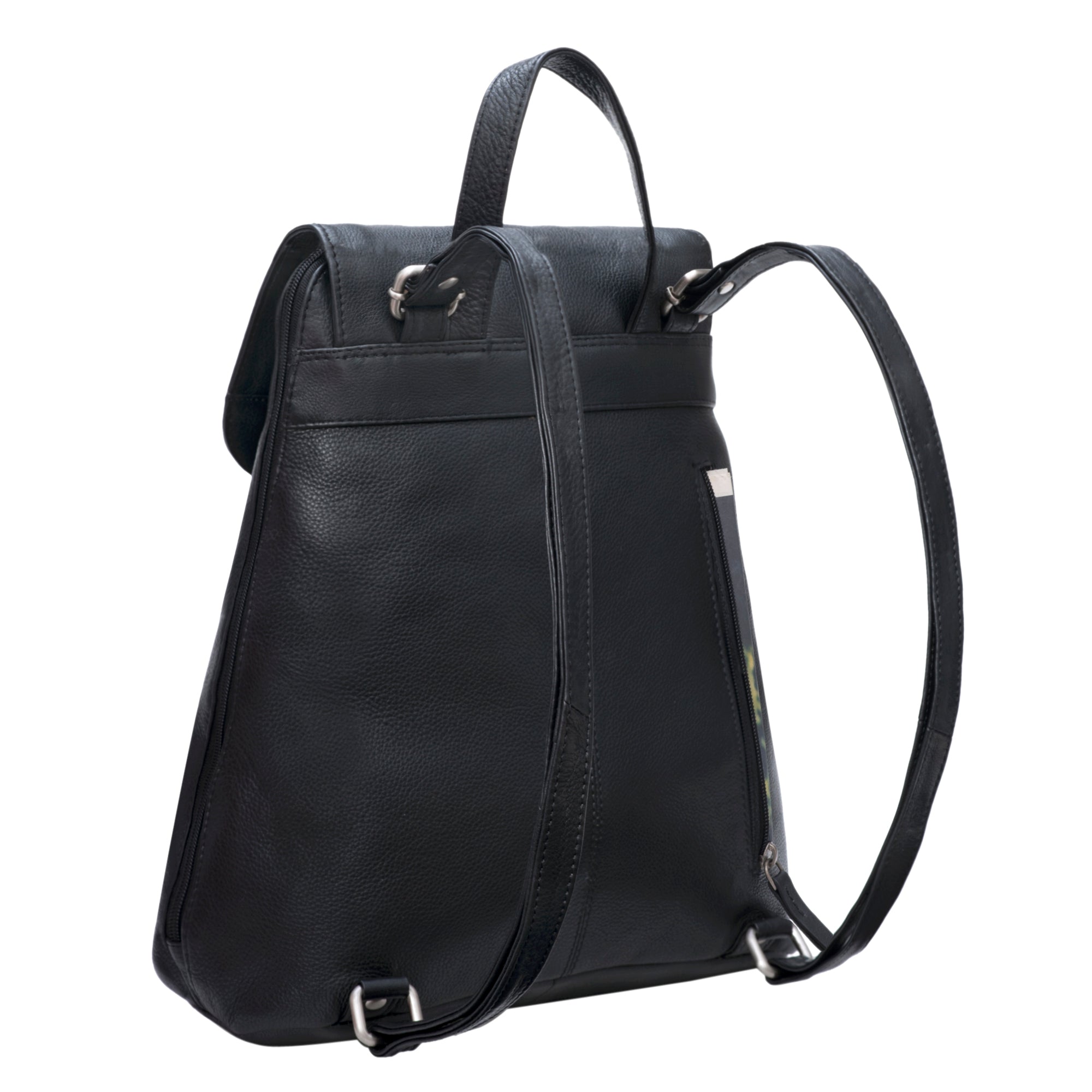 Schwarze Leder Rucksacktasche