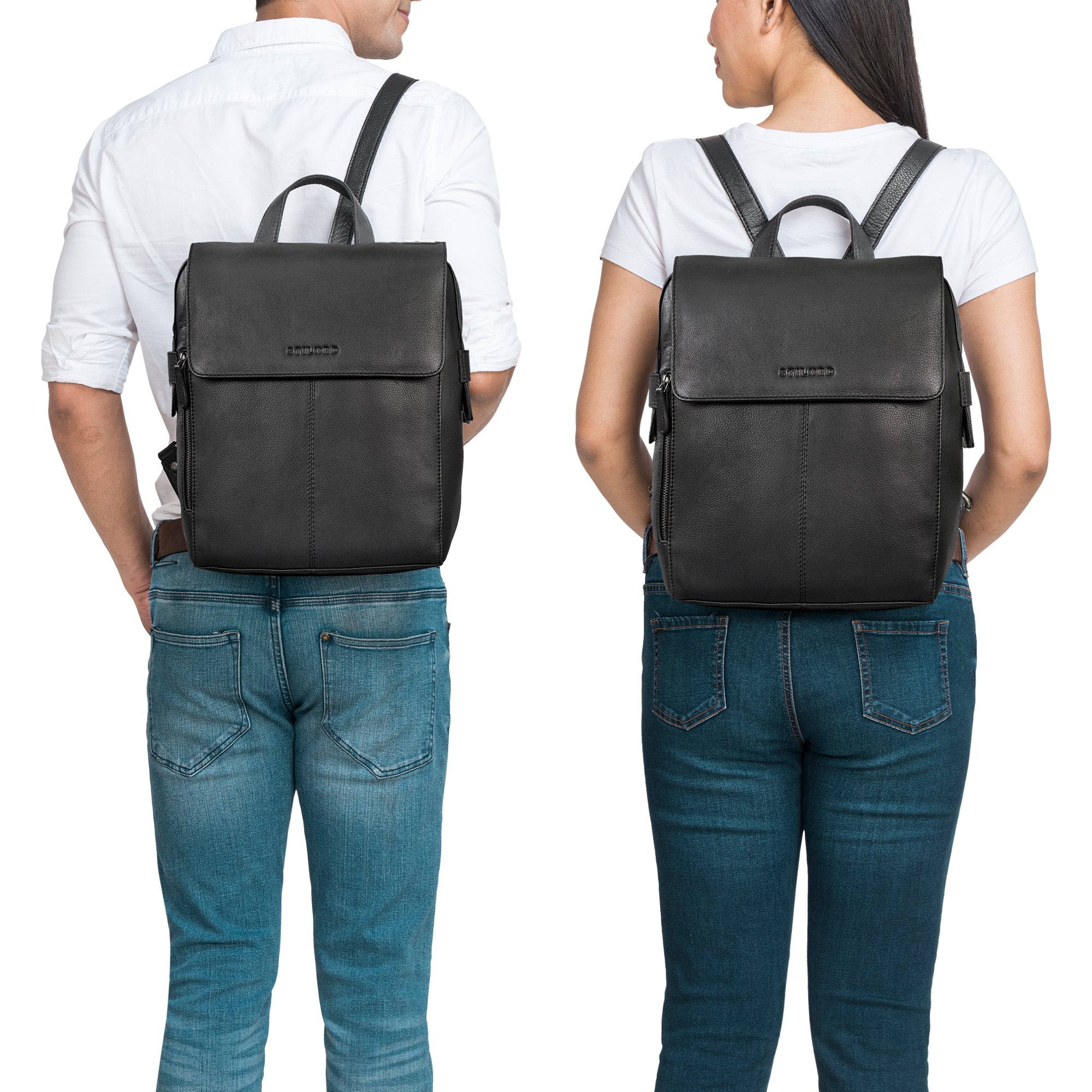 Tagesrucksack mit verstellbaren Trägern für Damen und Herren schwarz