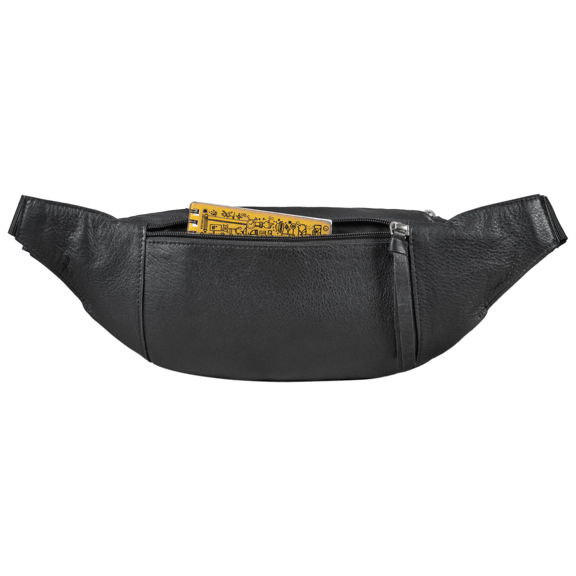 Vintage Bauchtasche Leder schwarz