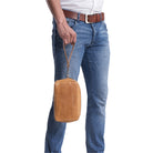 Braune Tasche Herren mit Riemen für Handgelenk