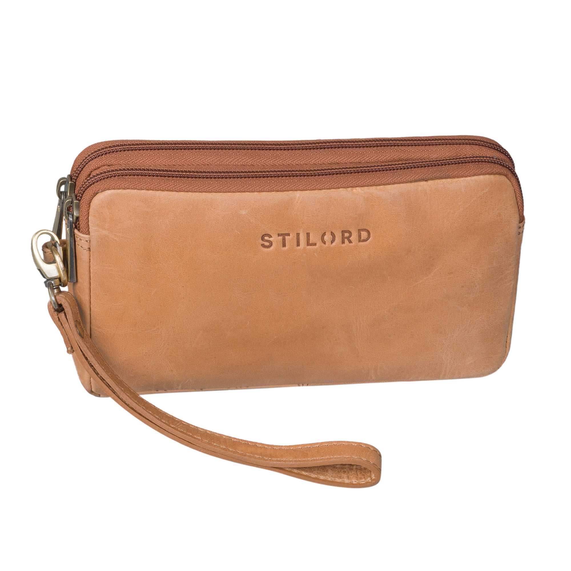 Braune Handgelenktasche echtes Leder
