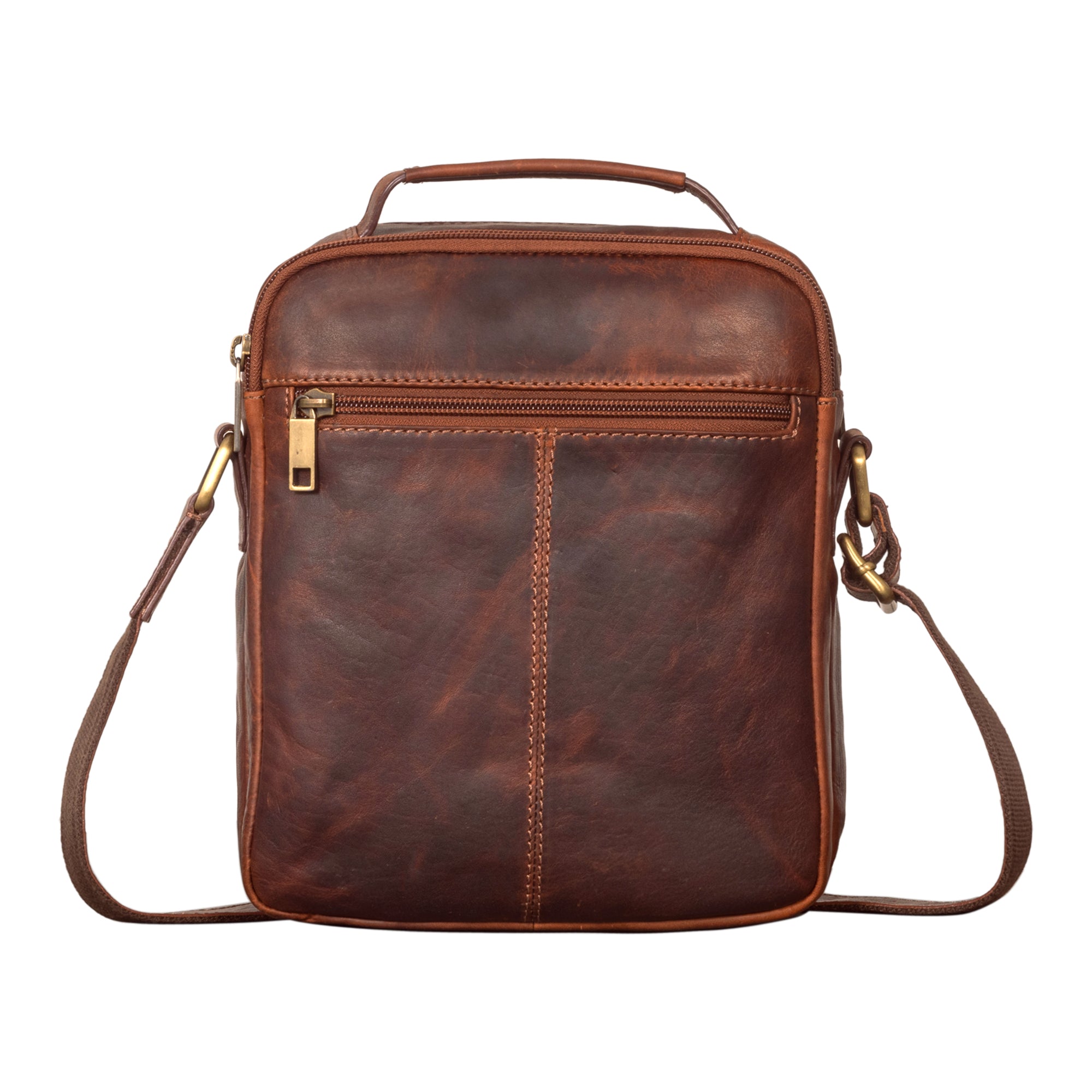 Leder Messenger Bag braun kompakt 