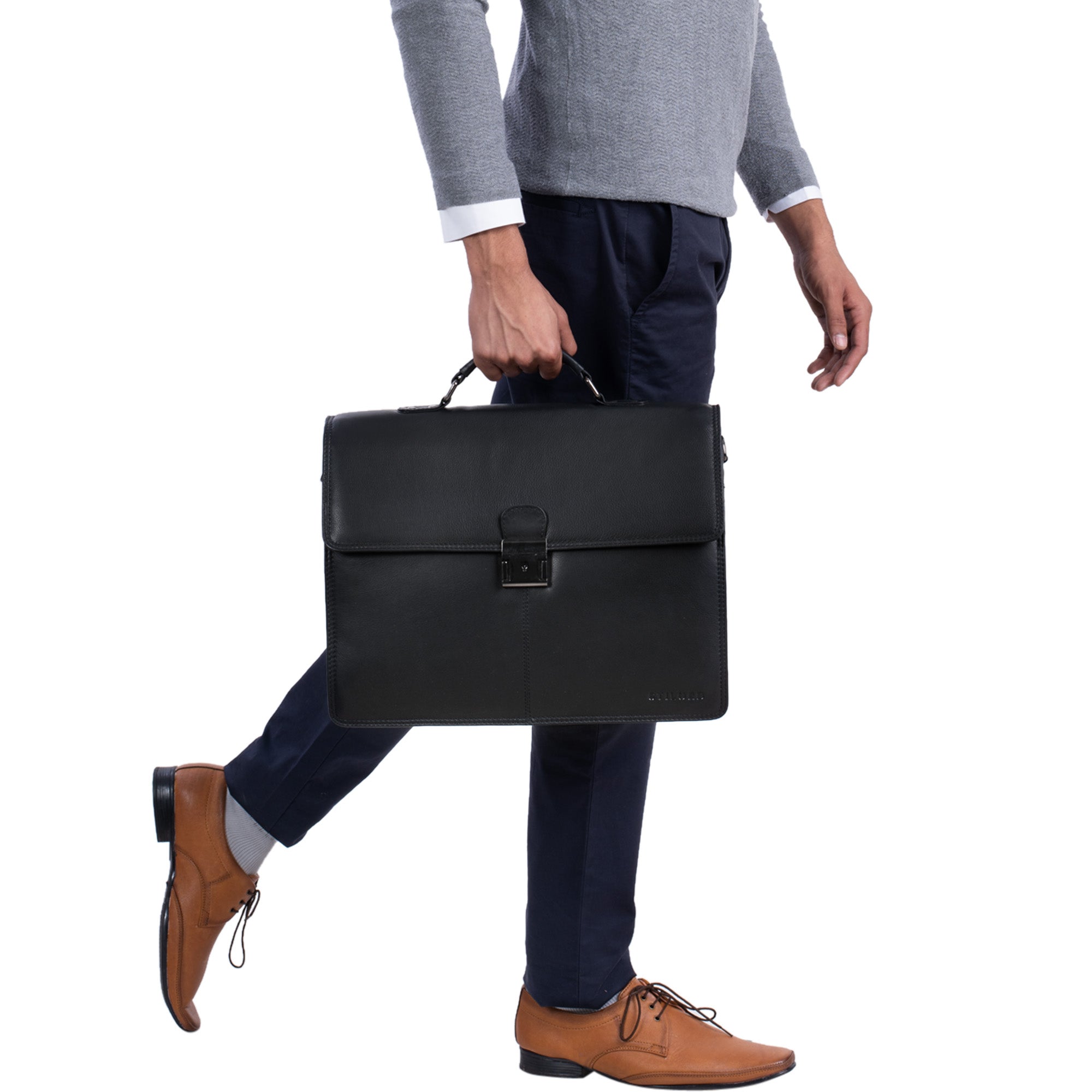 Herren Ledertasche Handtasche schwarz