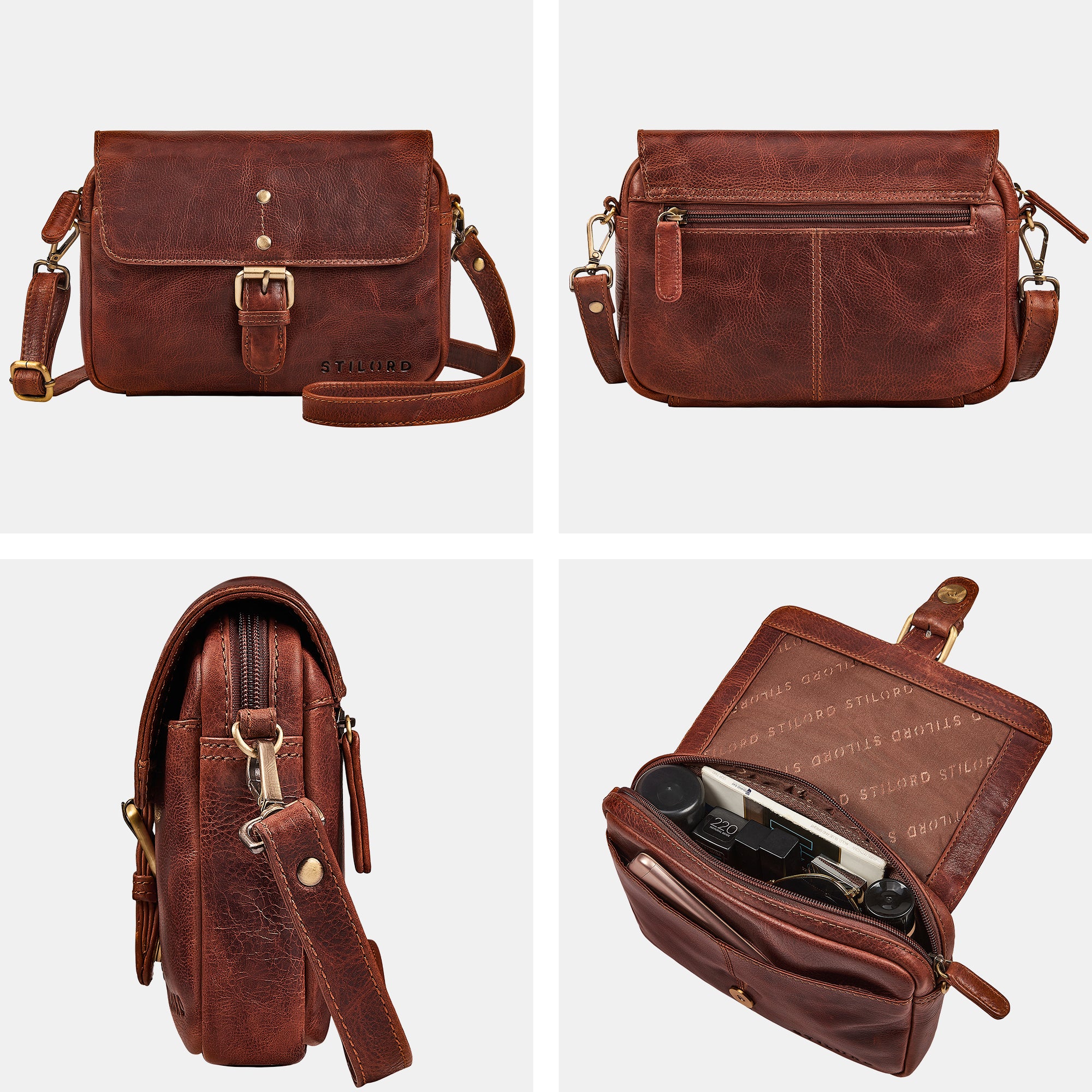 echtleder clutch damen umhängetasche klein cognac