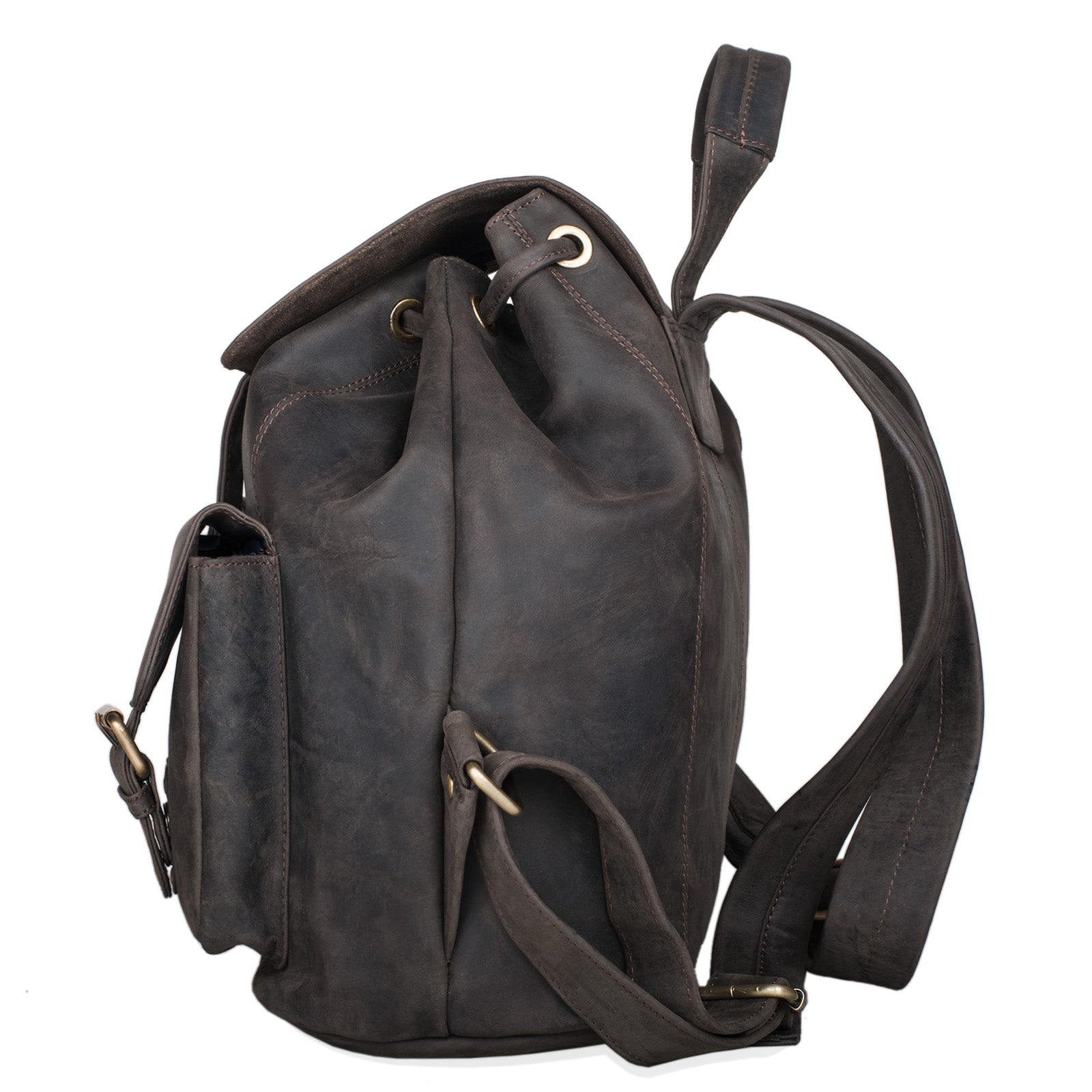 Damen Leder Rucksack dunkelbraun