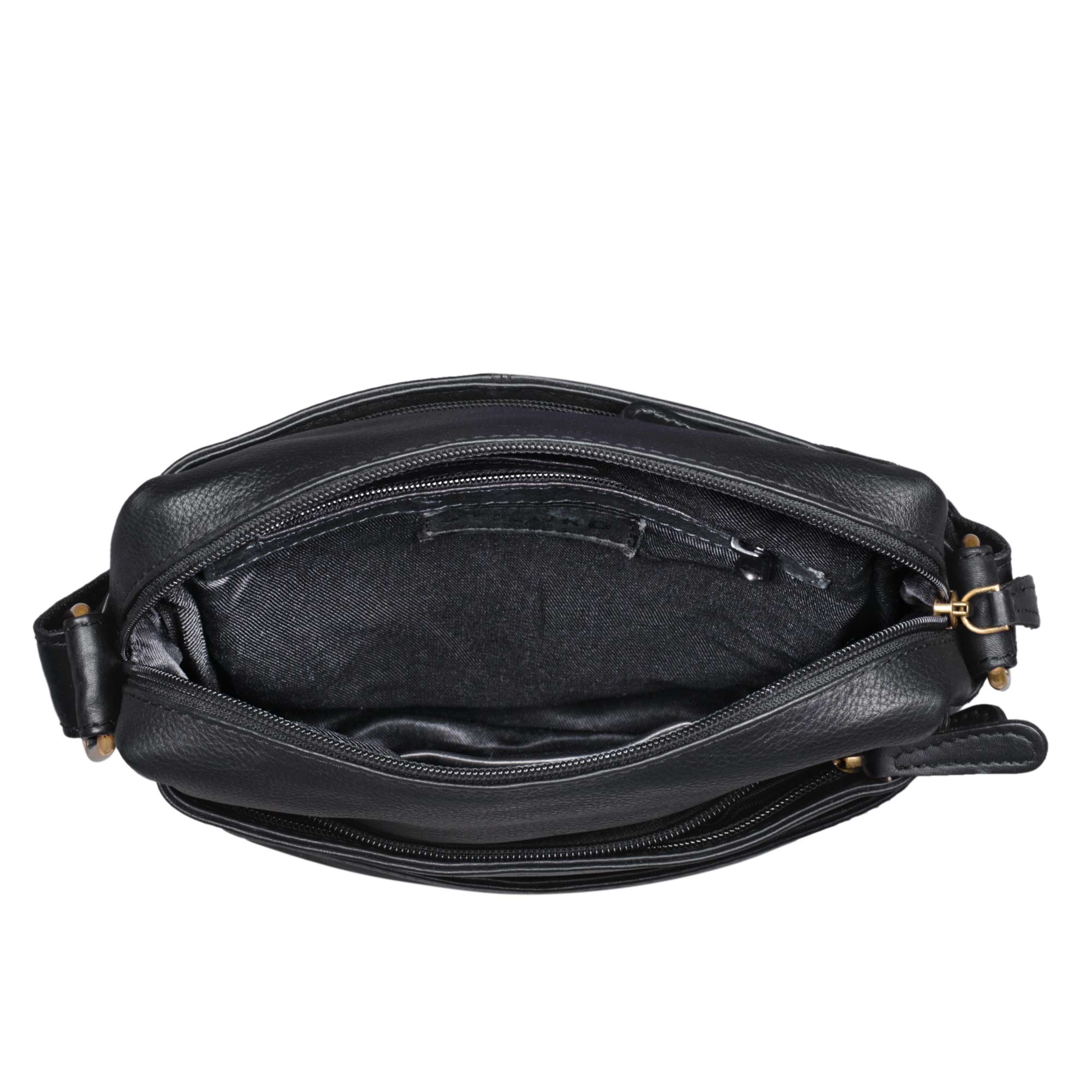 Schwarze Vintage Schultertasche Echtleder