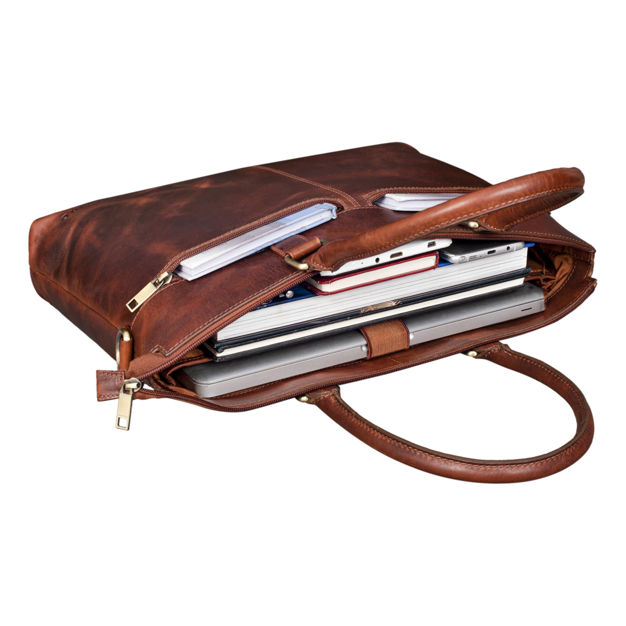 Klassische Bürotasche echtes Leder braun