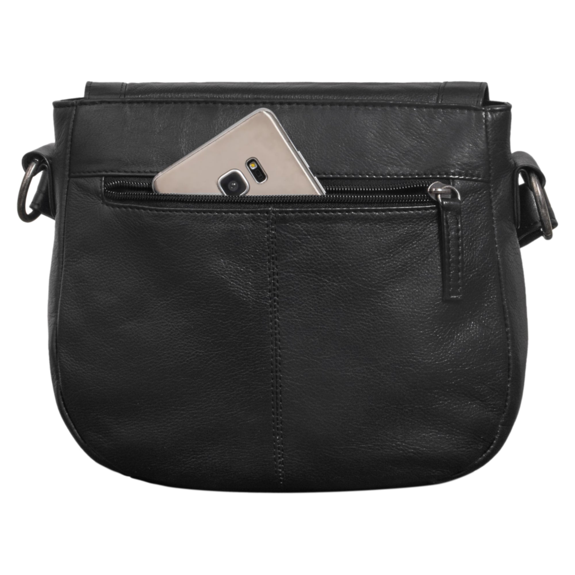 Schultertasche Damen echtleder schwarz