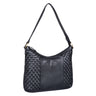 Hobo Bag Damen Leder Geflochten schwarz