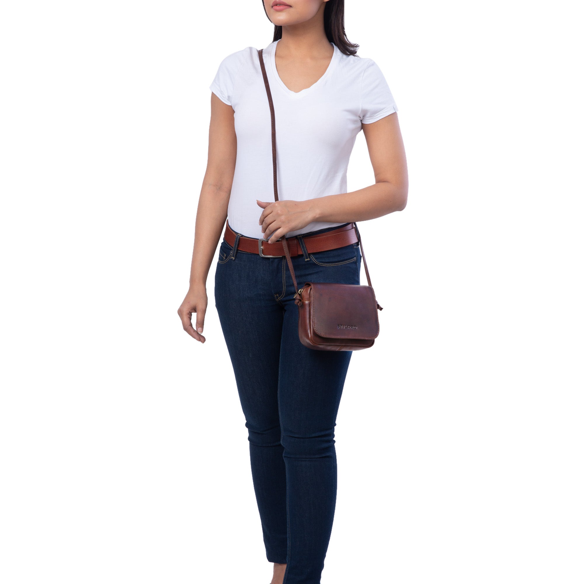 Braune Lederhandtasche für Frauen
