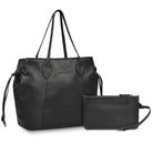 Echtleder Shopper Damen mit Clutch schwarz