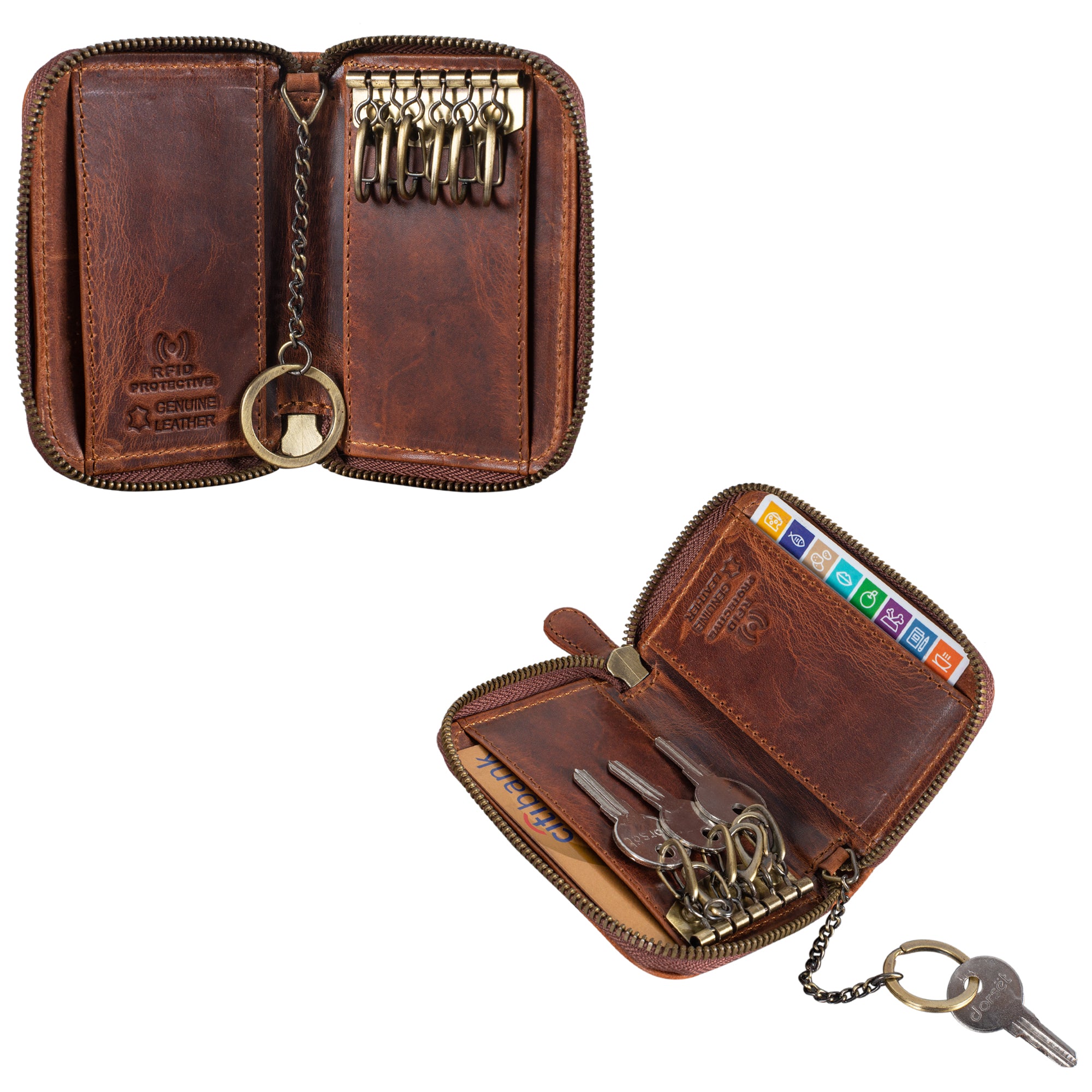 Schlüssel Portemonnaie Leder braun