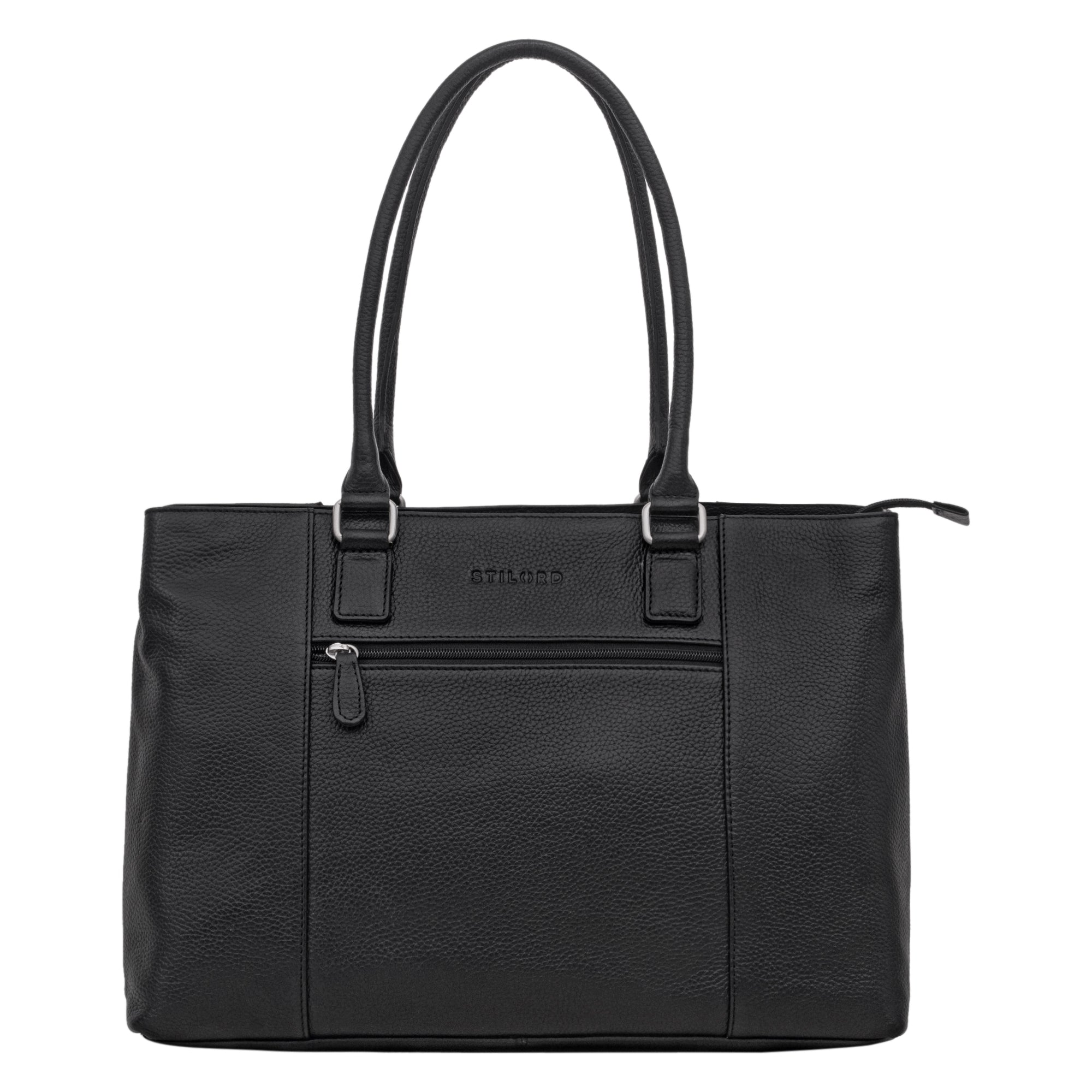 Leder Shopper Tasche groß schwarz Frauen