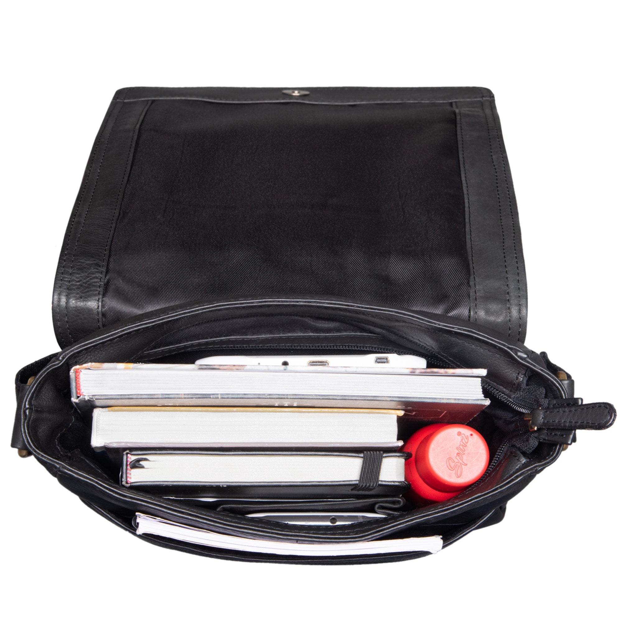 Schultertasche Leder Herren schwarz