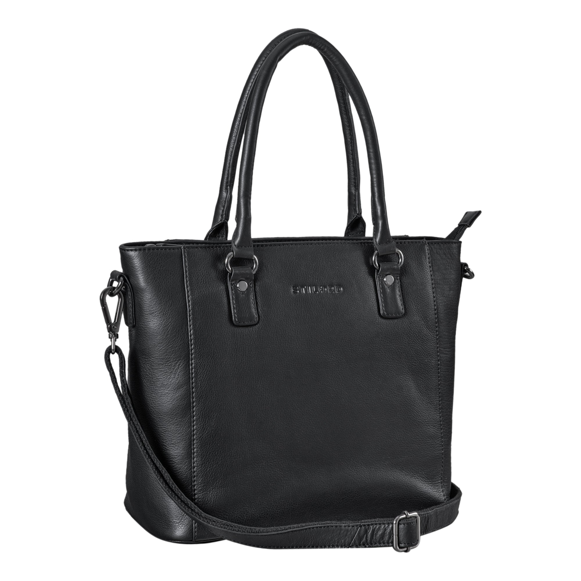 Gross Schultertasche Damen Leder schwarz