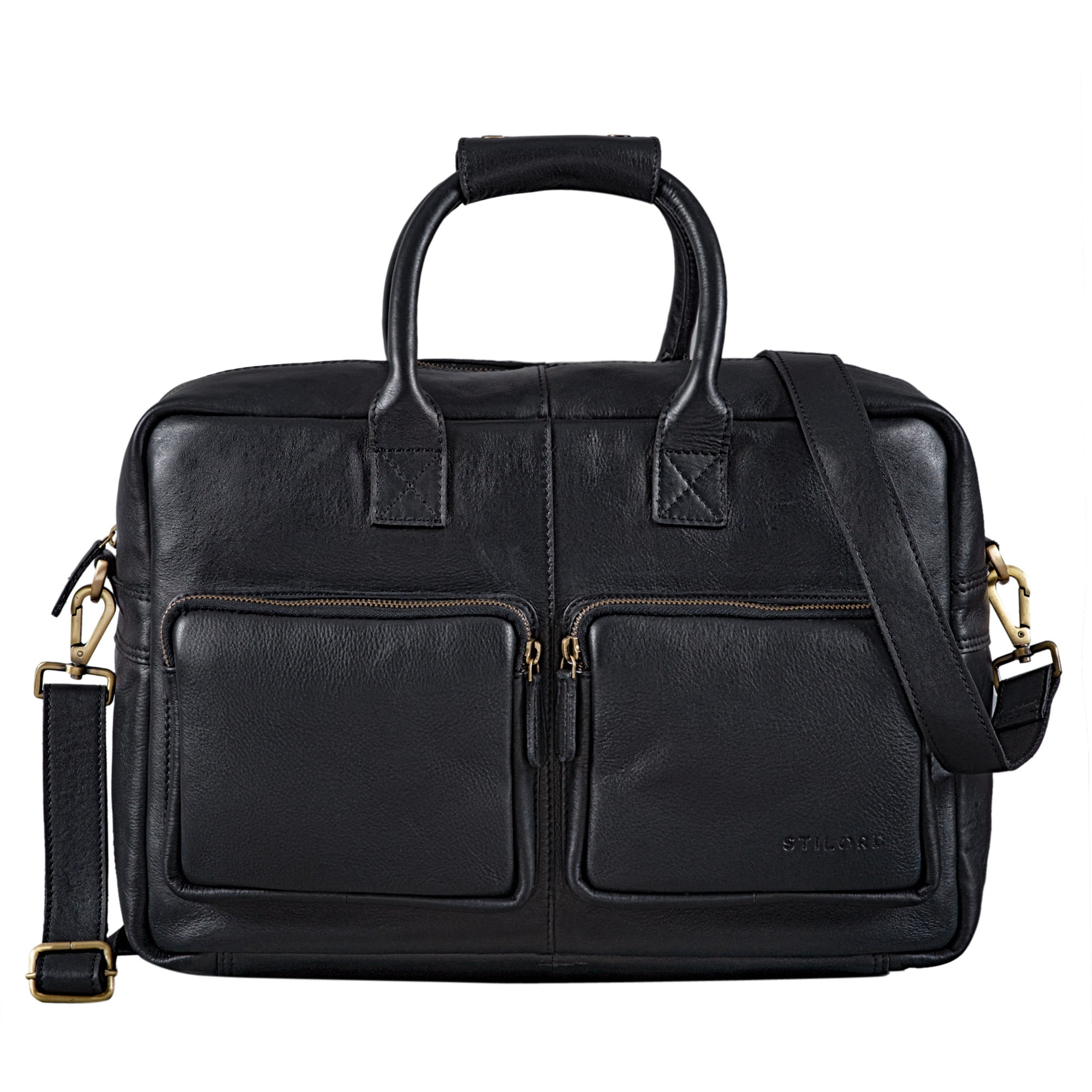 Schwarze Ledertasche Schultertasche Männer Vintage
