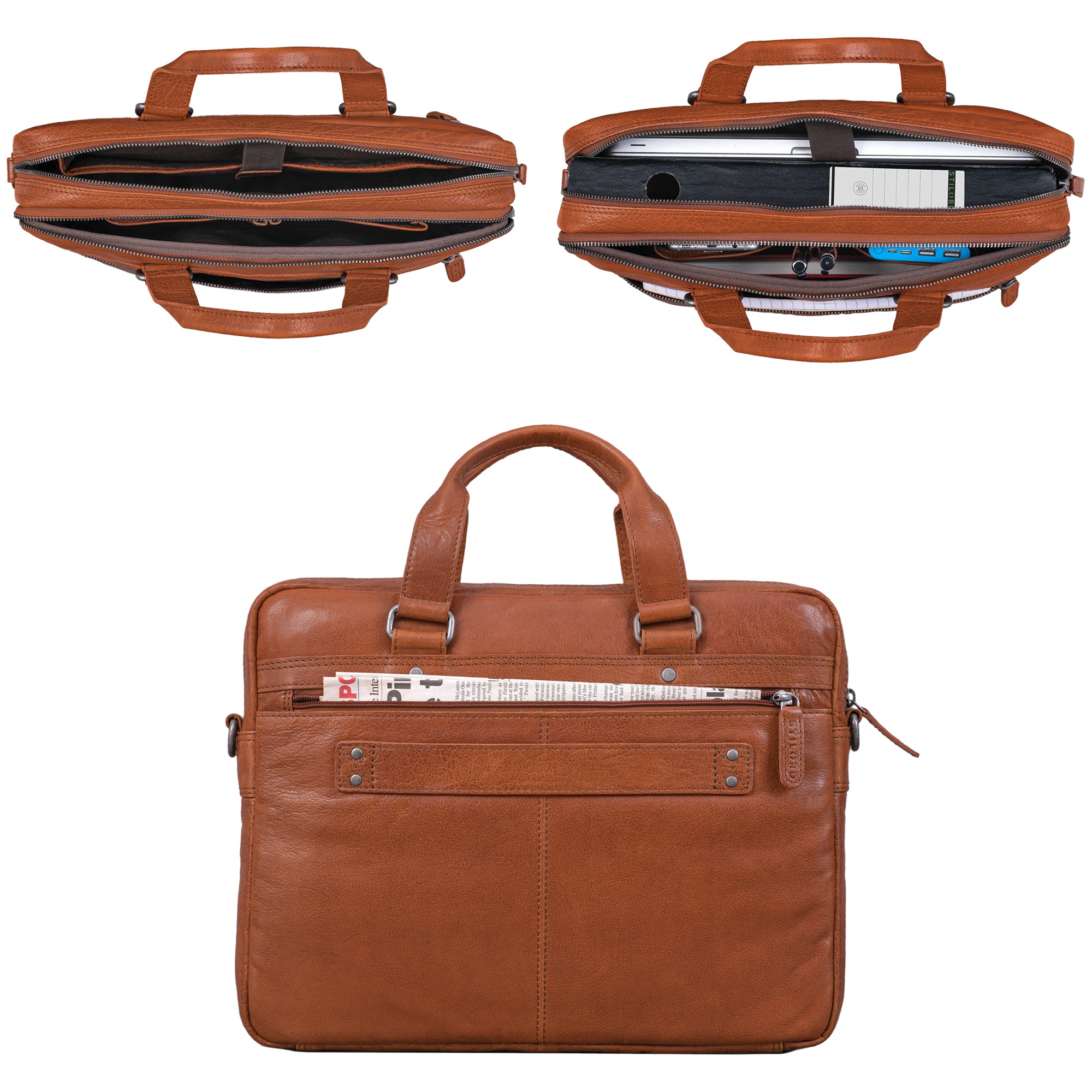 Elegante Leder Bürotasche braun