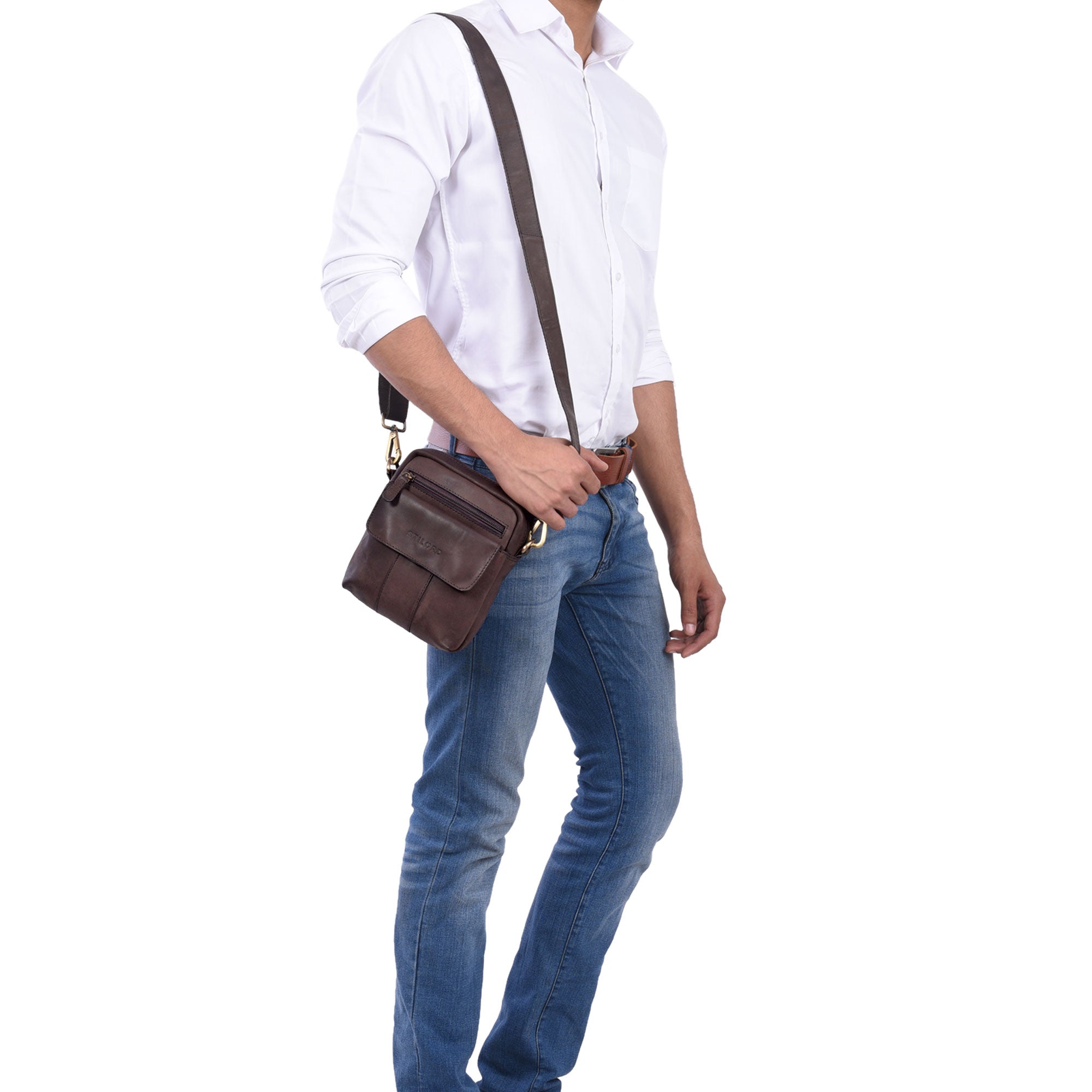 Männer Ledertasche klein braun
