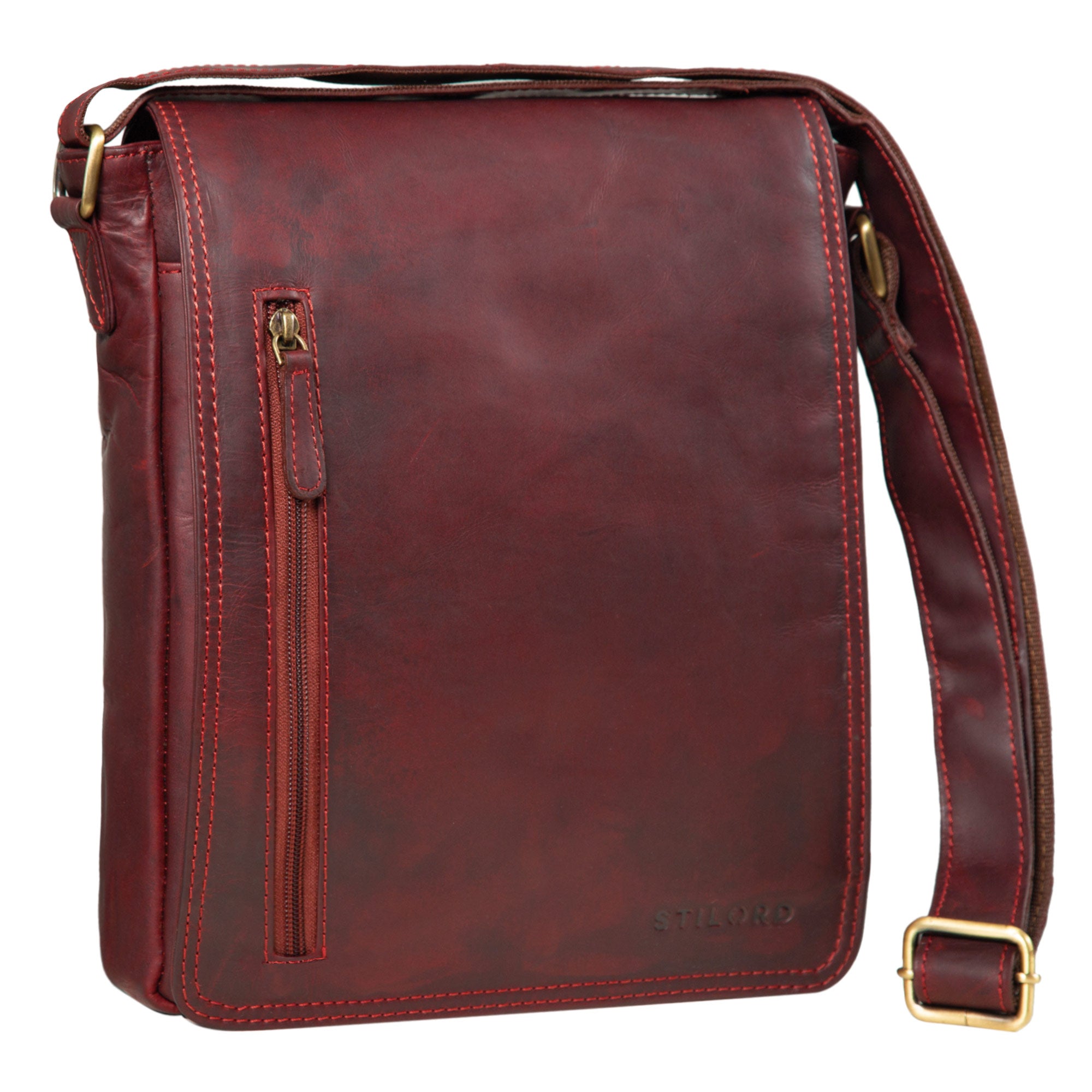 Kuriertasche Leder rot