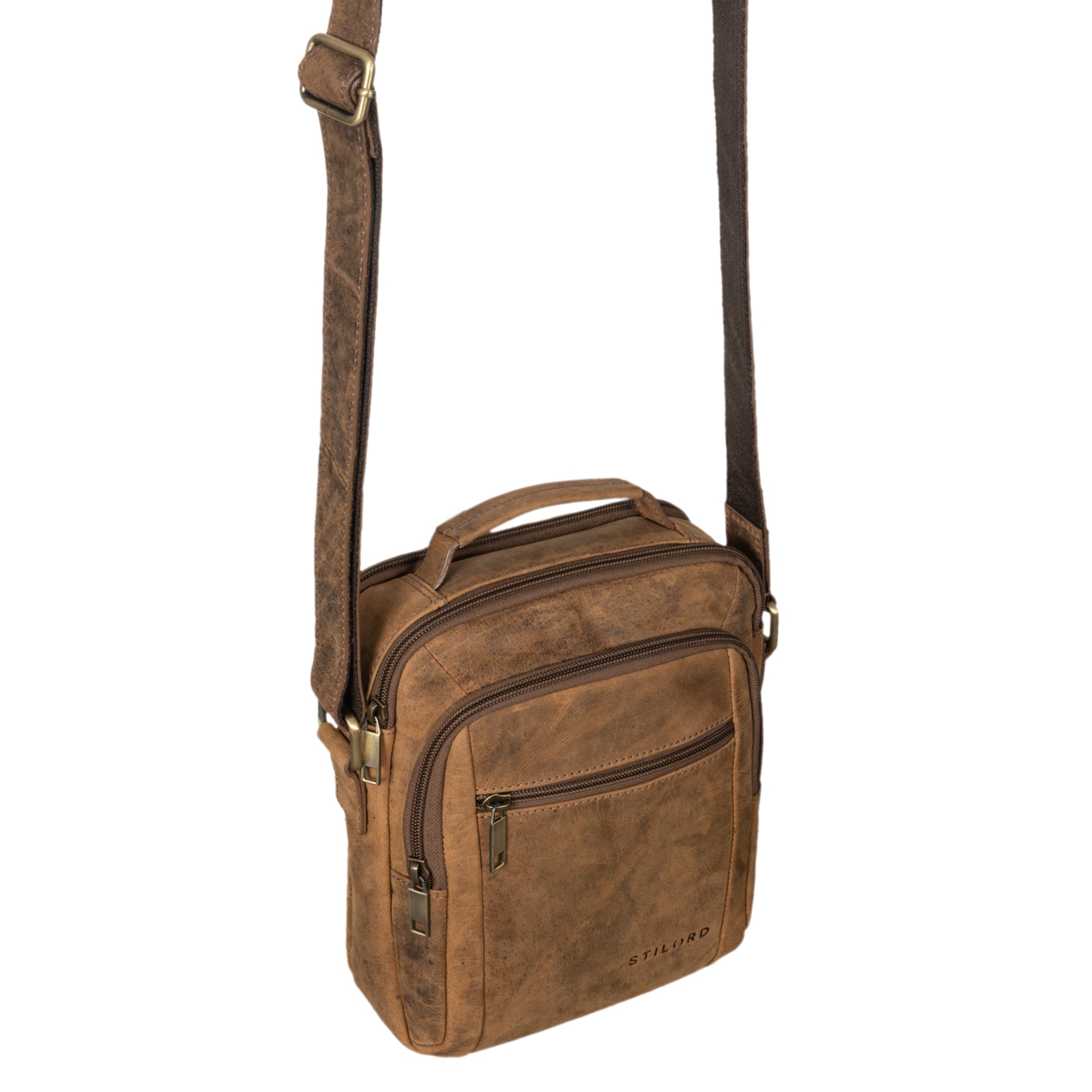 Braune Schultertasche klein Leder