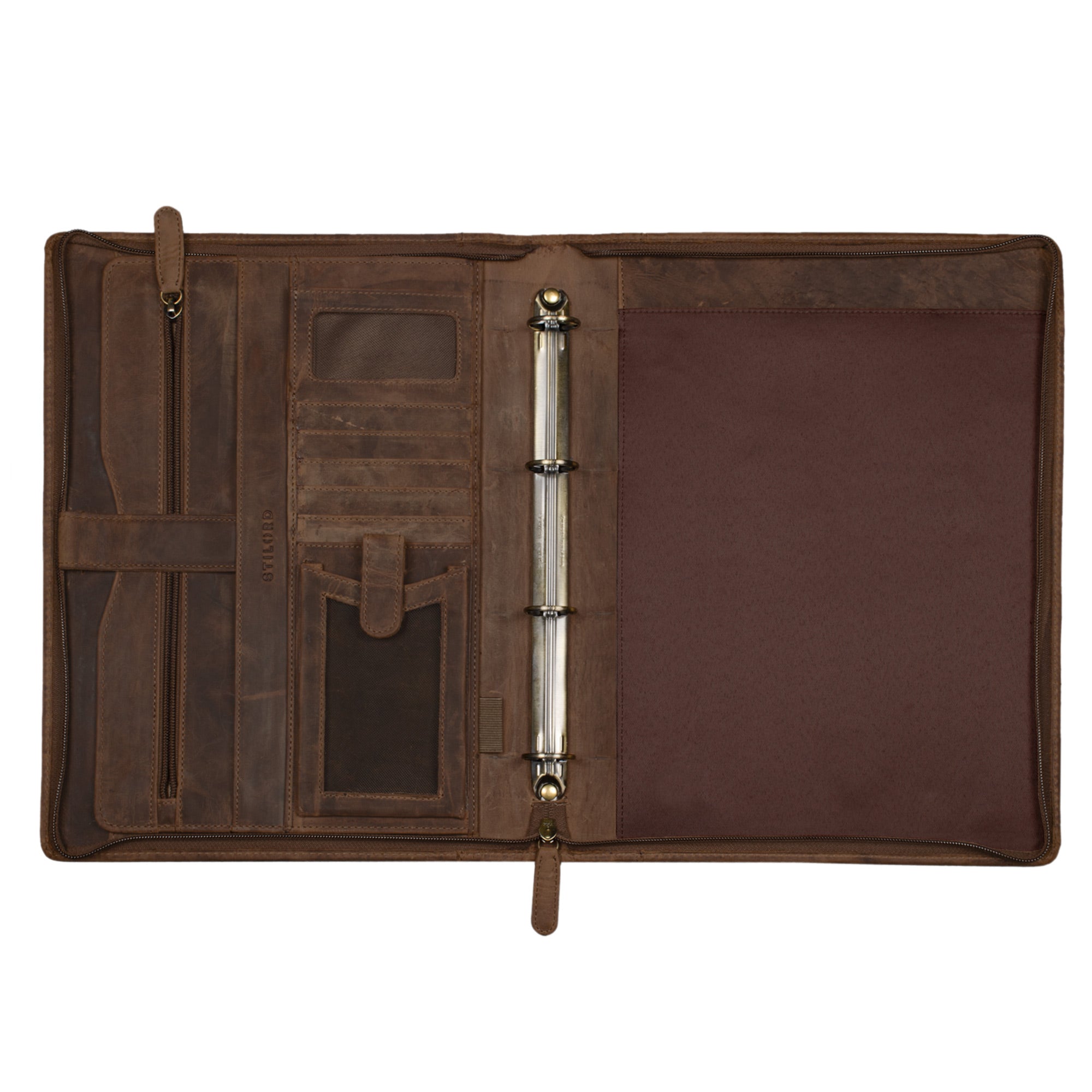 Ringbuchmappe Vintage Echt-Leder dunkel-braun