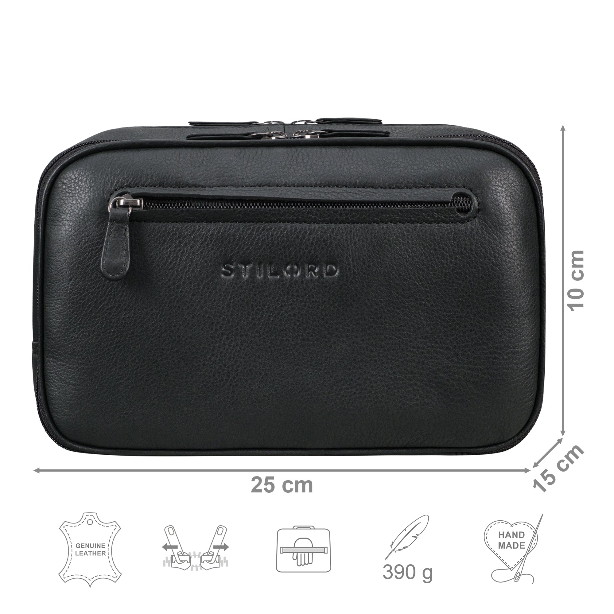 Kulturtasche Herren Leder schwarz