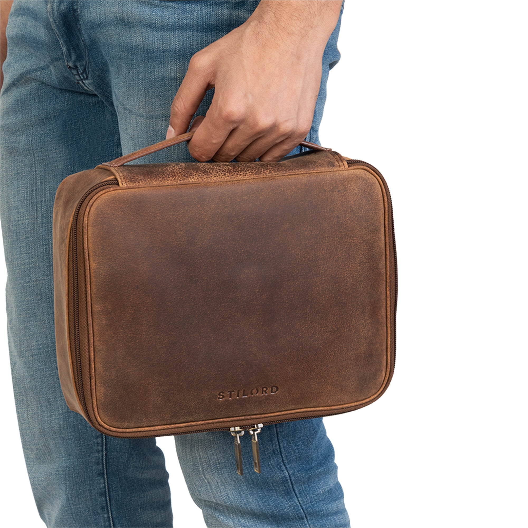 Kulturtasche Leder braun