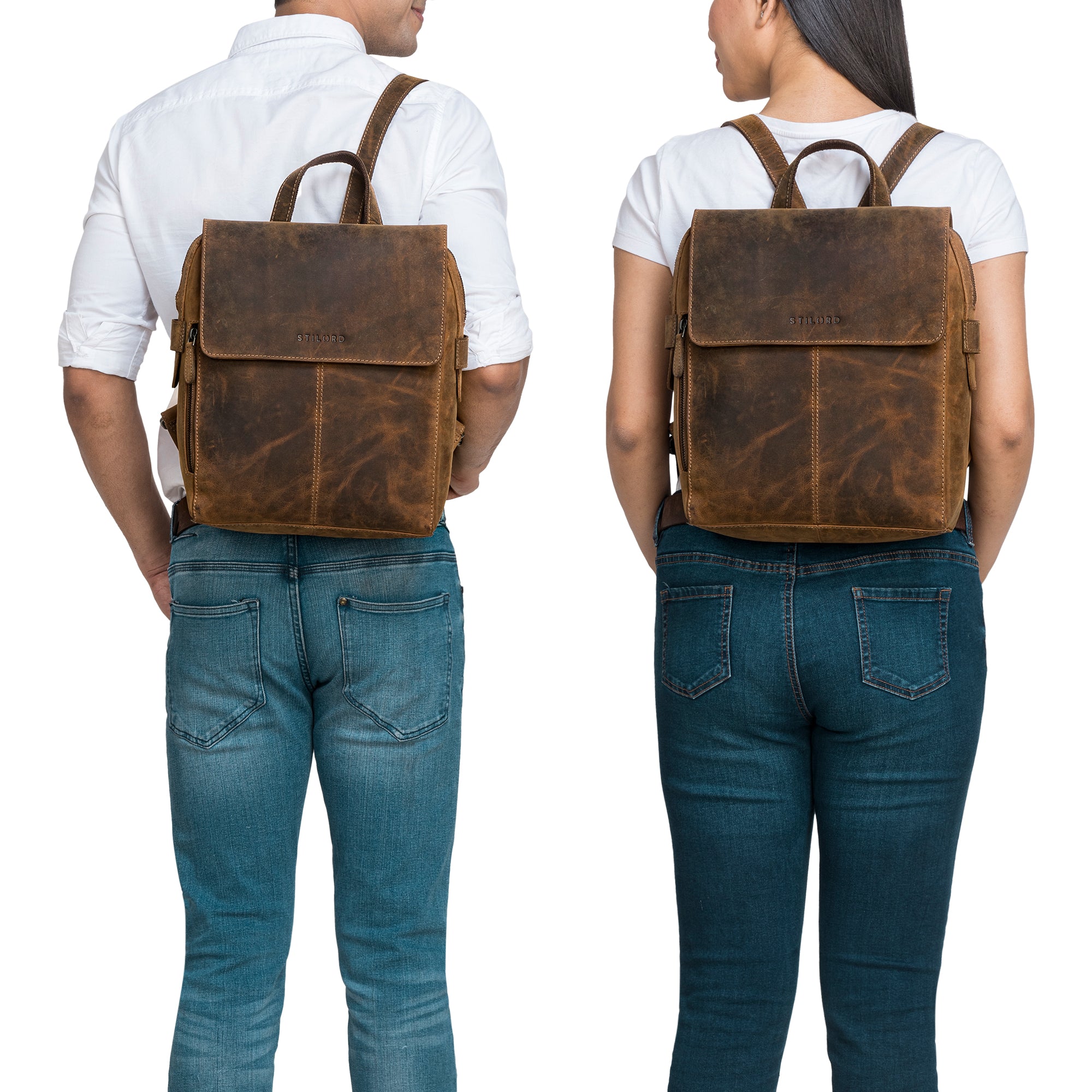 Vintage Rucksack mit verstellbaren Trägern für Damen und Herren braun