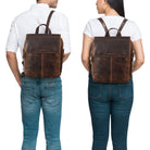 Lederrucksack mit verstellbaren Trägern für Damen und Herren braun