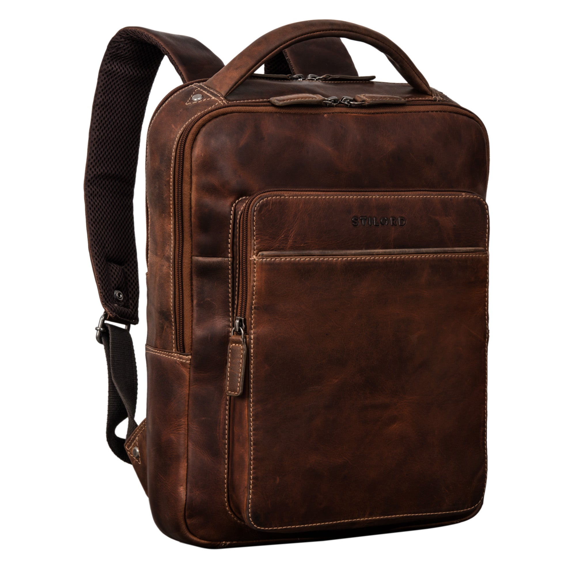 Lederrucksack mit Laptopfach braun