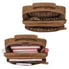 Großer Business Rucksack Leder braun mit vielen Fächern