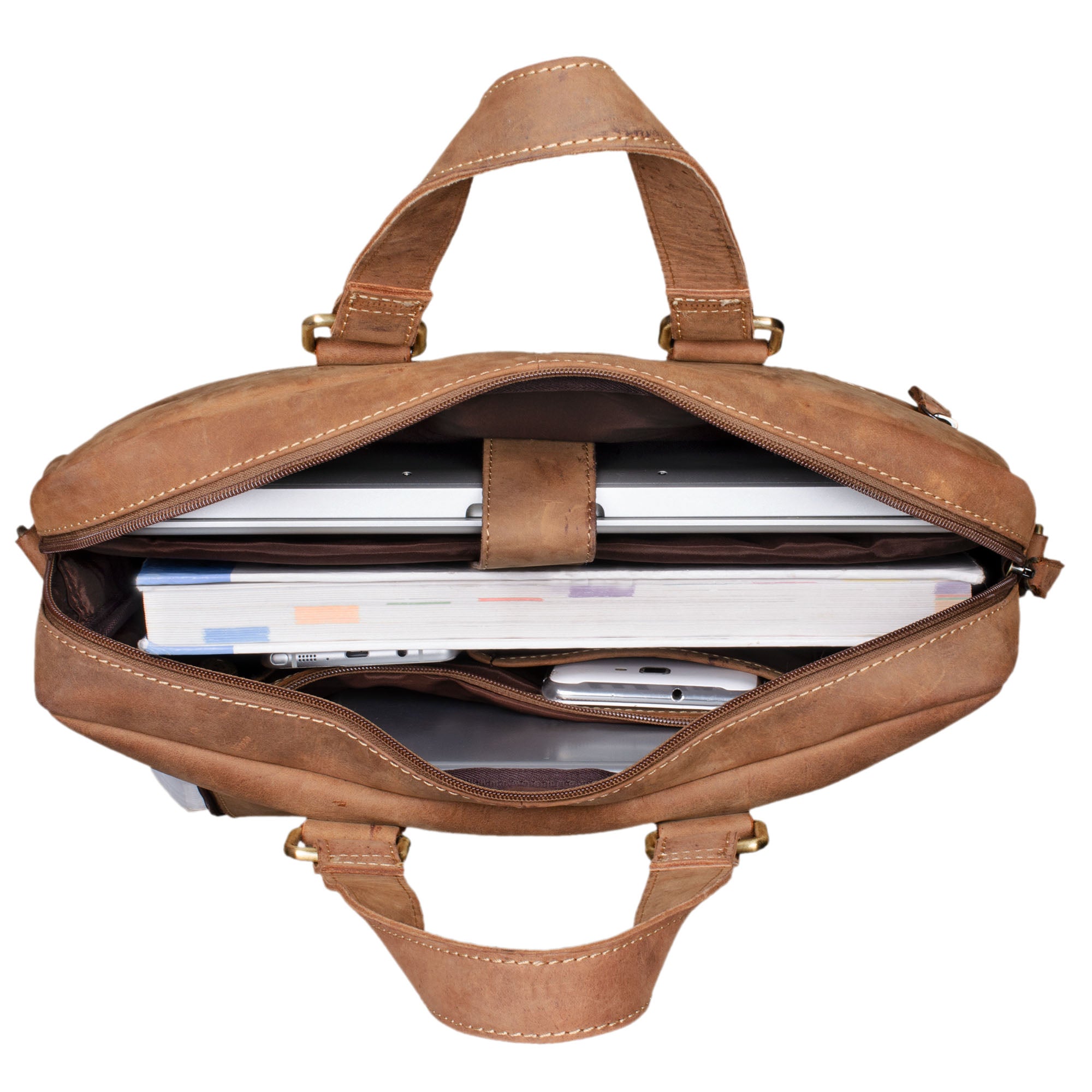 Braune Vintage Leder Bürotasche groß