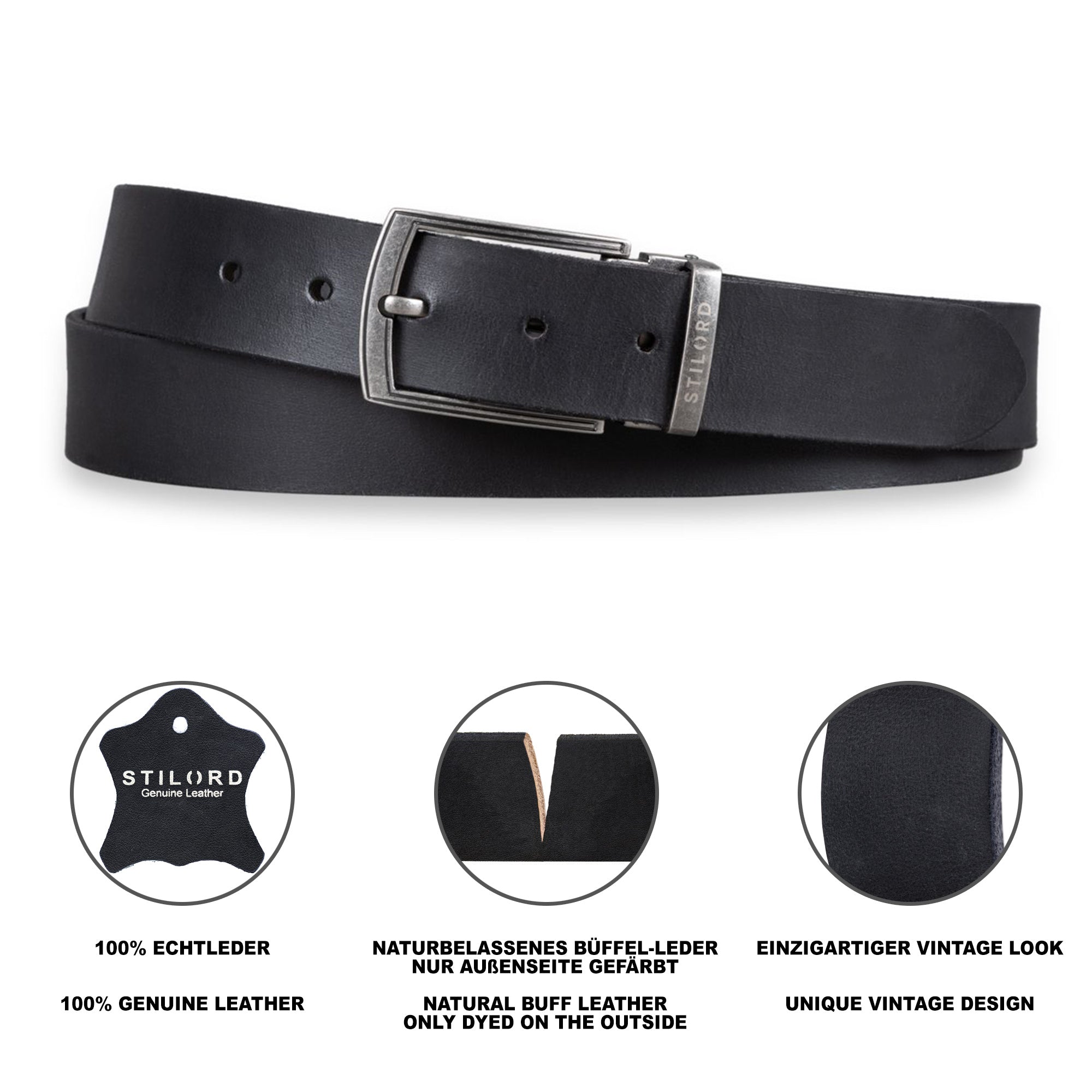 Ledergürtel Herren schwarz