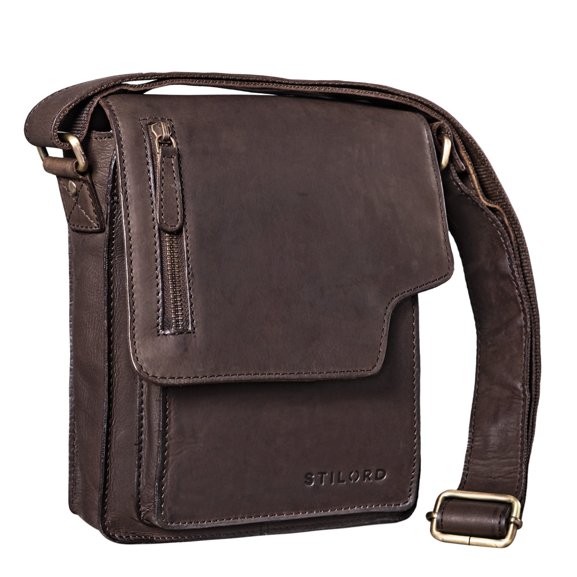 Männer Handtasche klein Leder braun