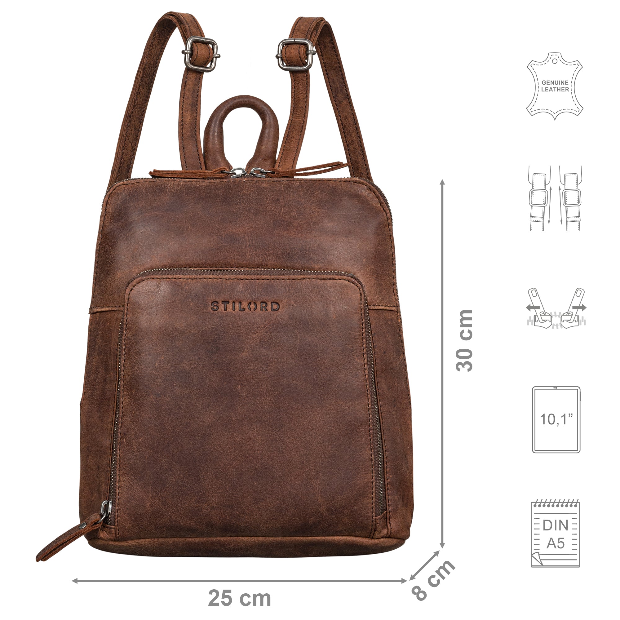 Vintage Rucksack Leder Damen klein braun