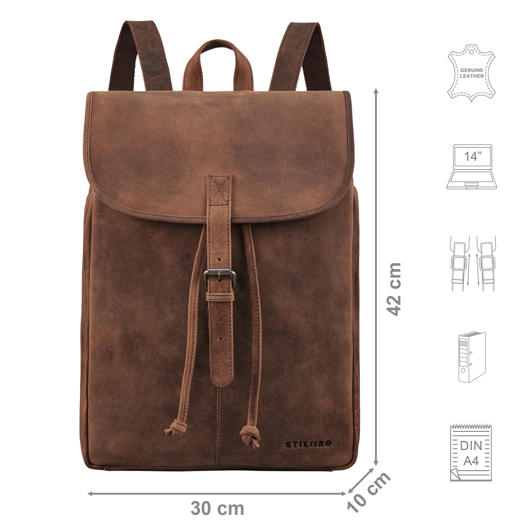 Rucksack Damen Echtleder braun