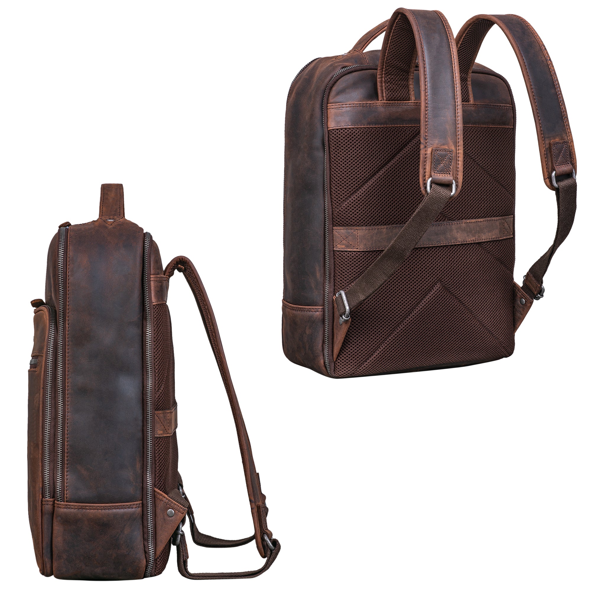 Brauner Rucksack Leder Vintage groß