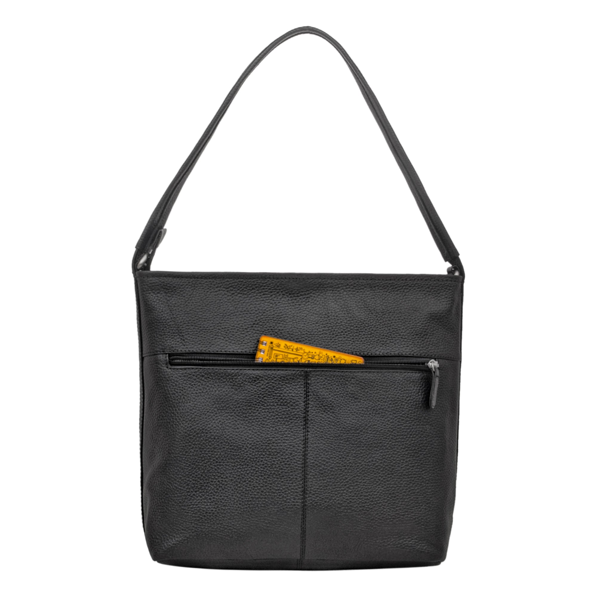 Damen Schultertasche schwarz Leder