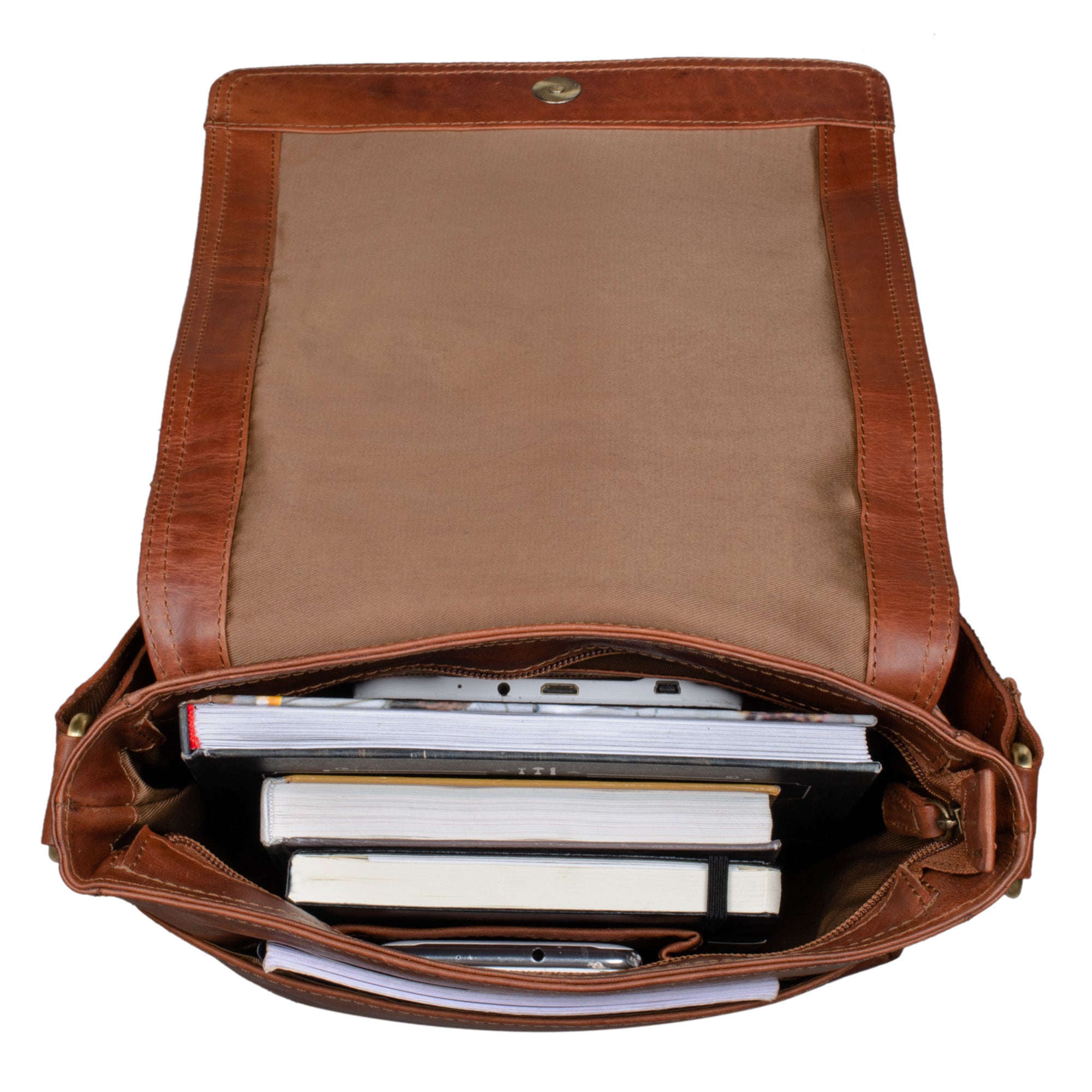 Schultertasche Leder cognac