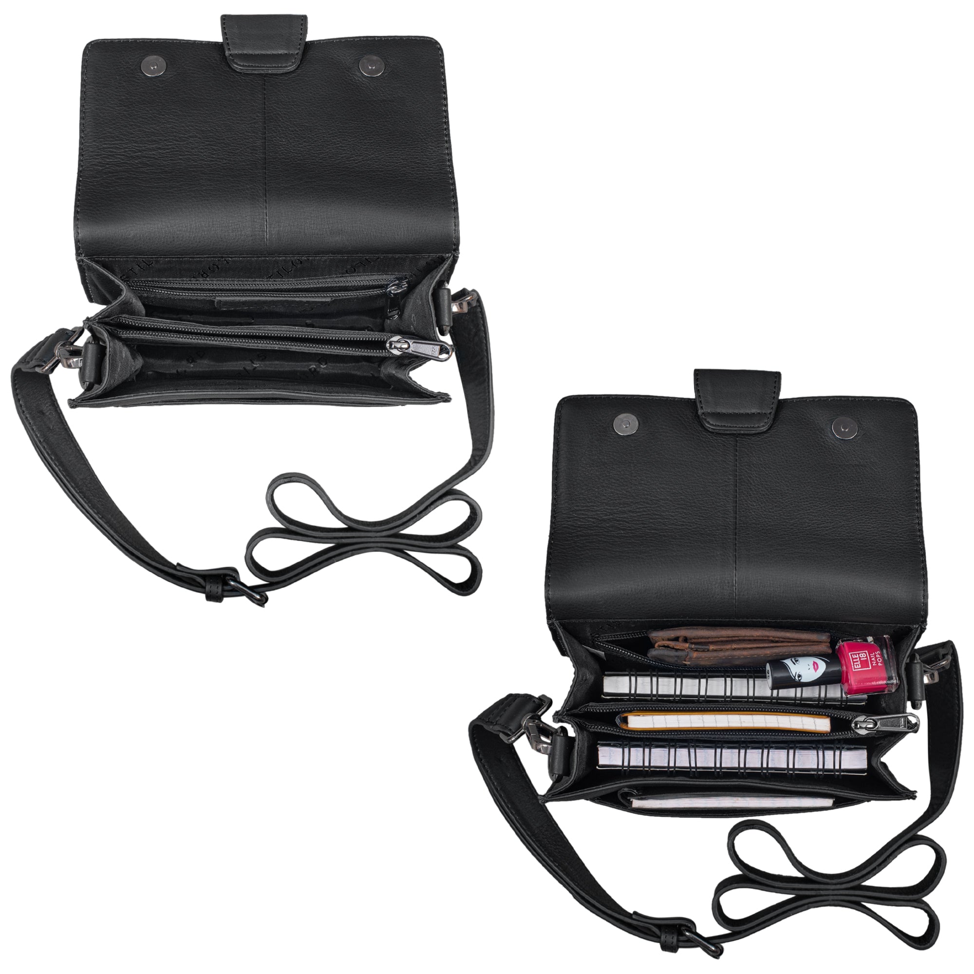 Freizeit Handtasche Damen Leder schwarz