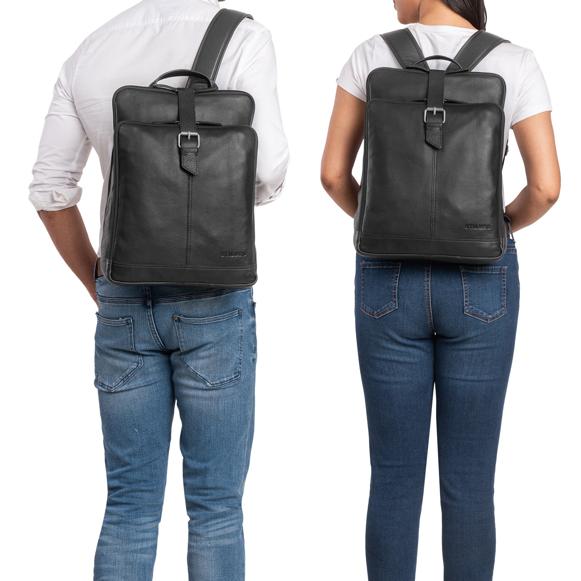 Cityrucksack Leder schwarz