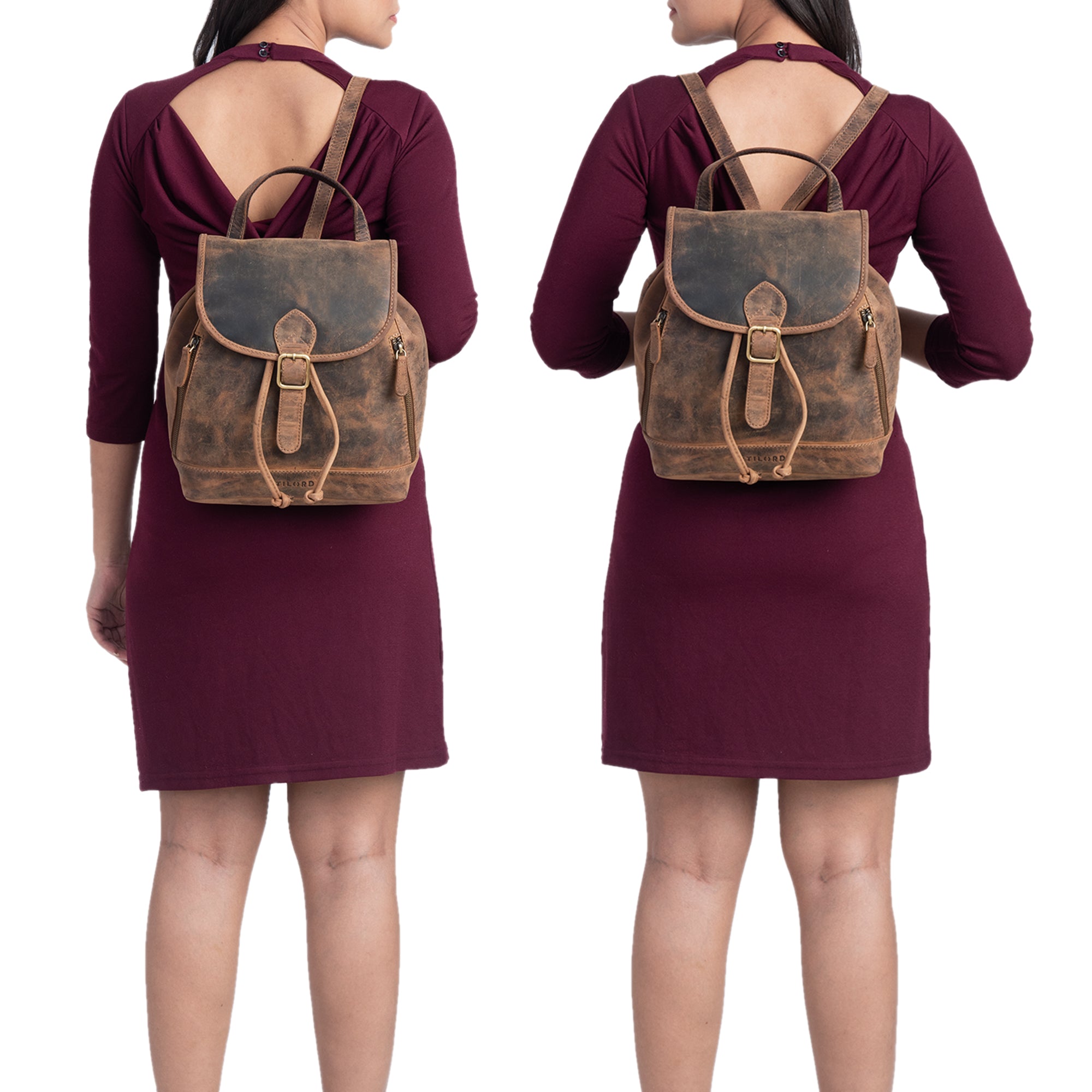 Brauner Damen Lederrucksack