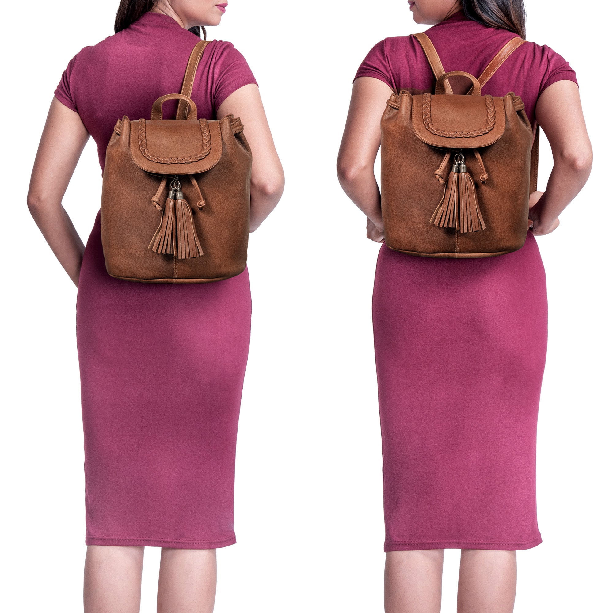 Retro lederrucksack modern daypack braun