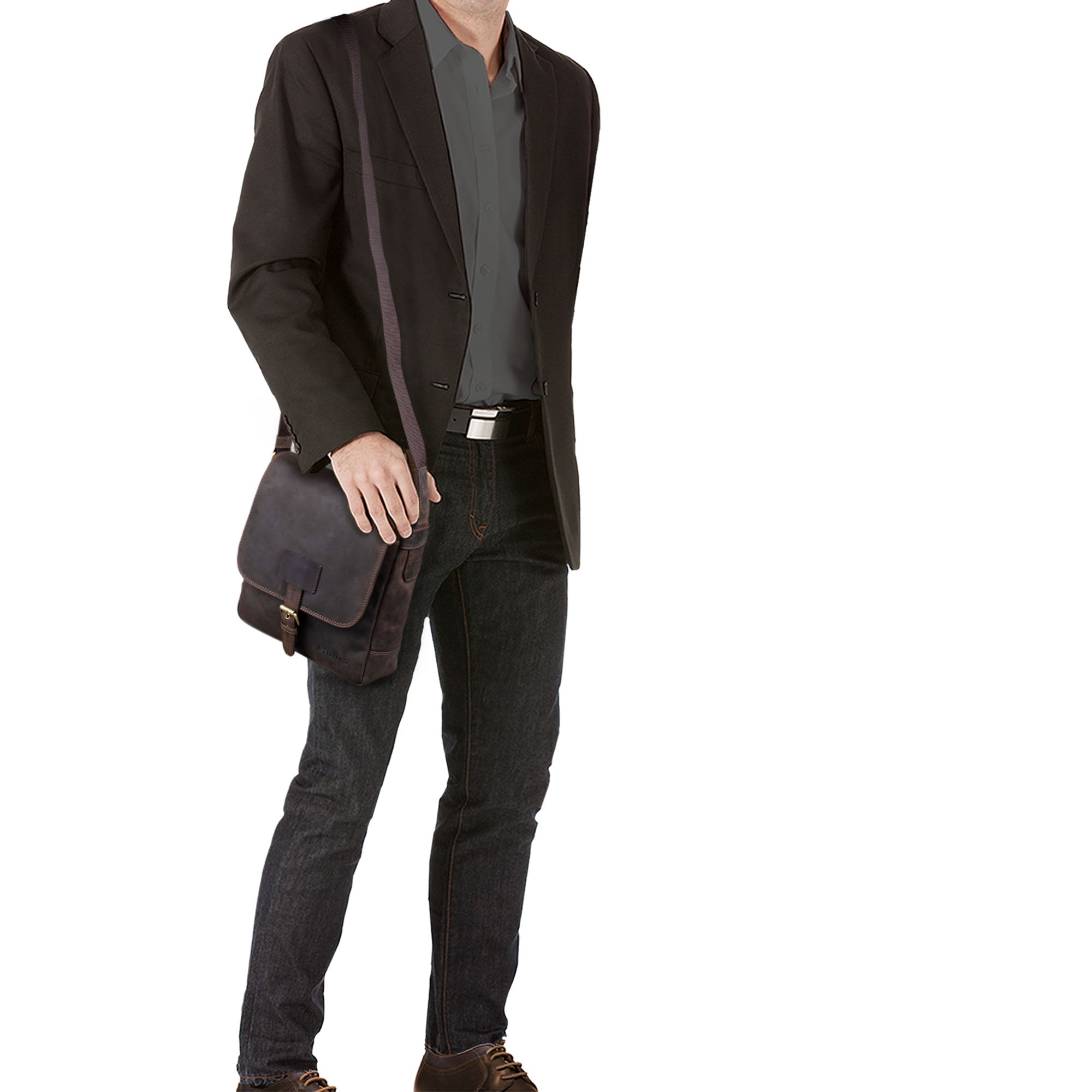 Herren Leder Schultertasche 10.1 Zoll