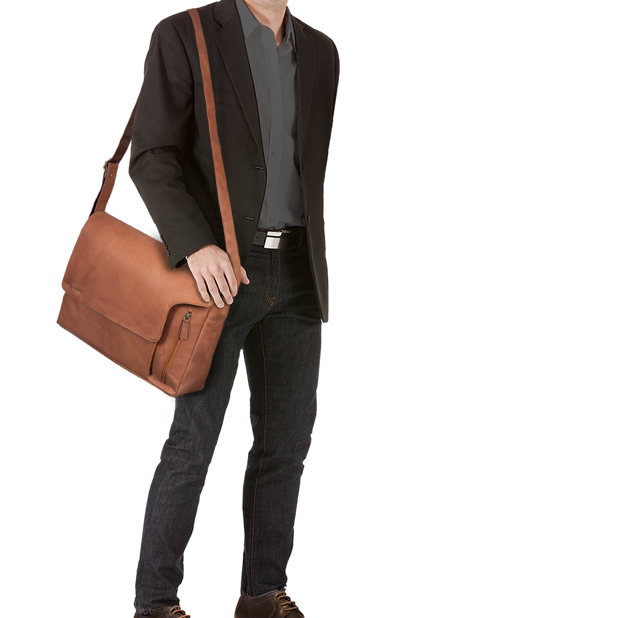 Vintage Leder Messenger Bag für Herren braun